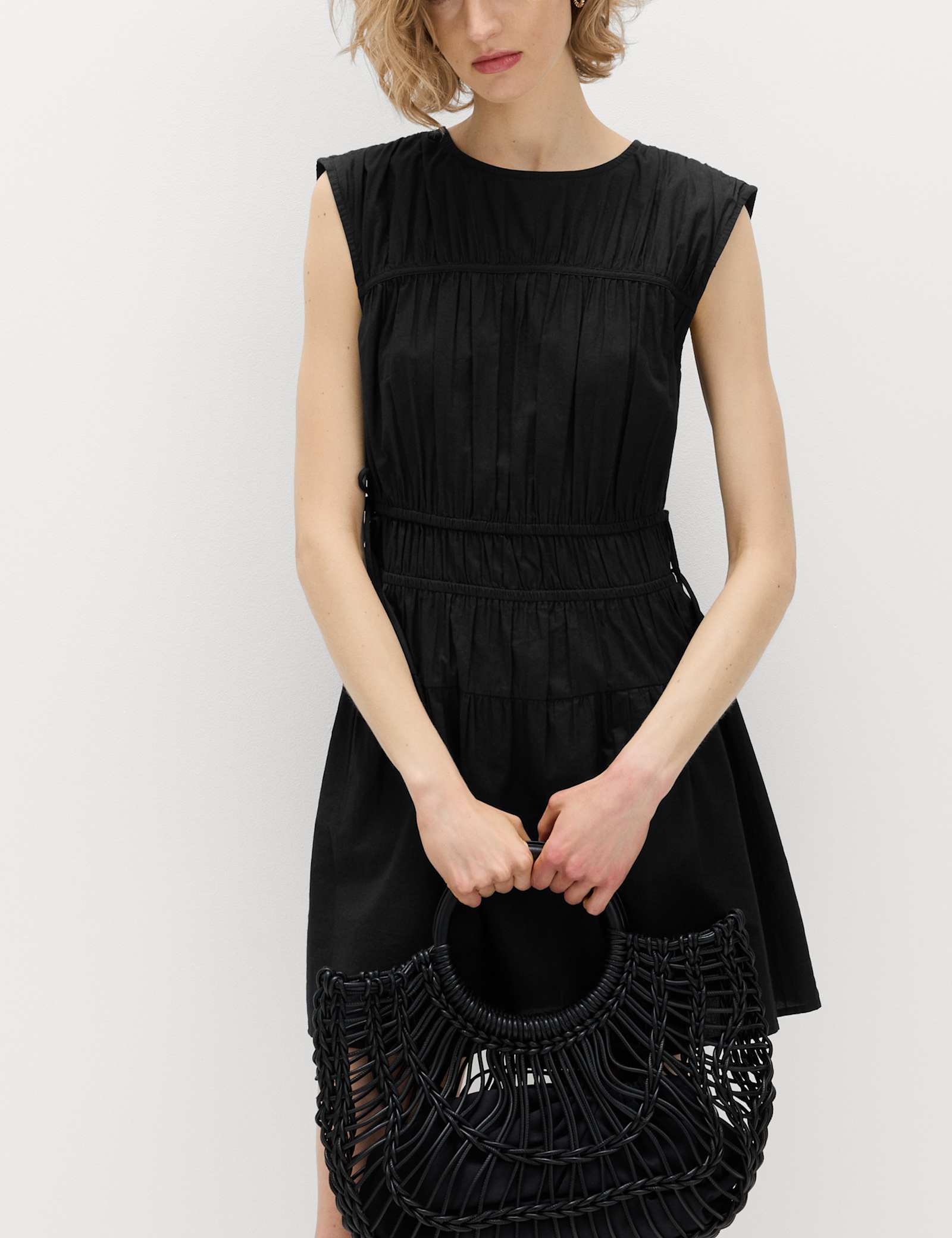 Pure Cotton Tie Detail Mini Waisted Dress - image 3