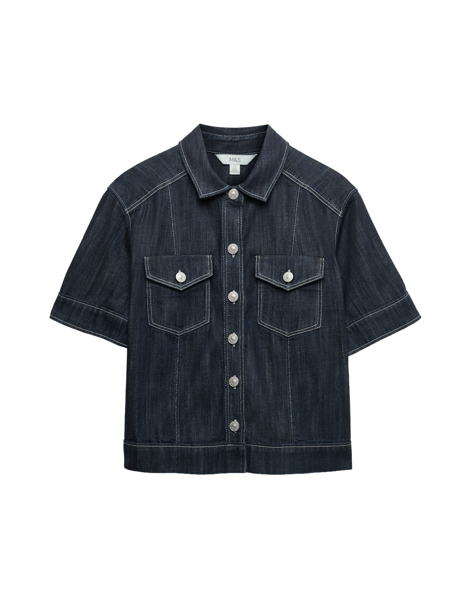 Cotton Rich Denim Utility Short Sleeve Shirt - image 3