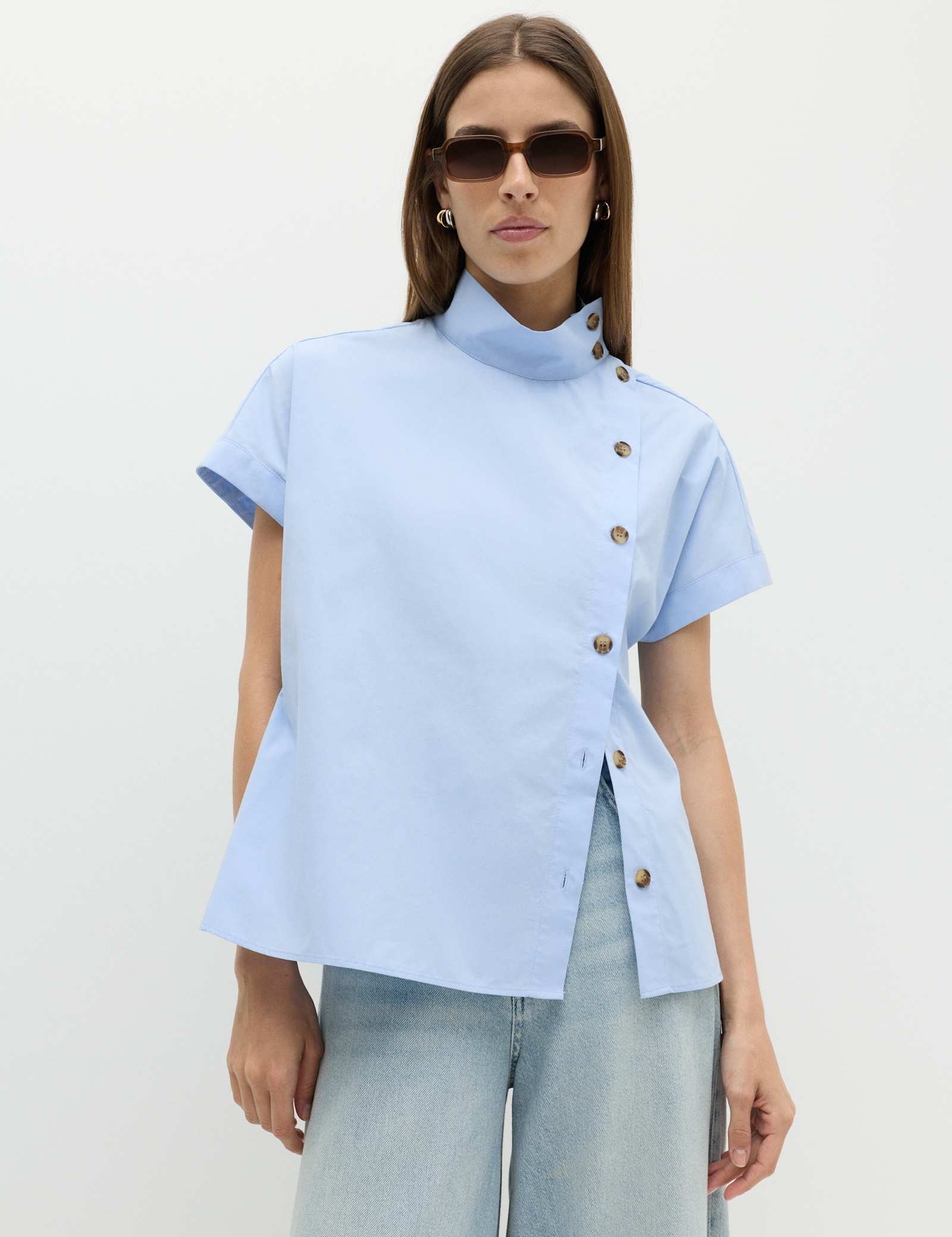 Funnel Neck Button Through Shirt - image 2
