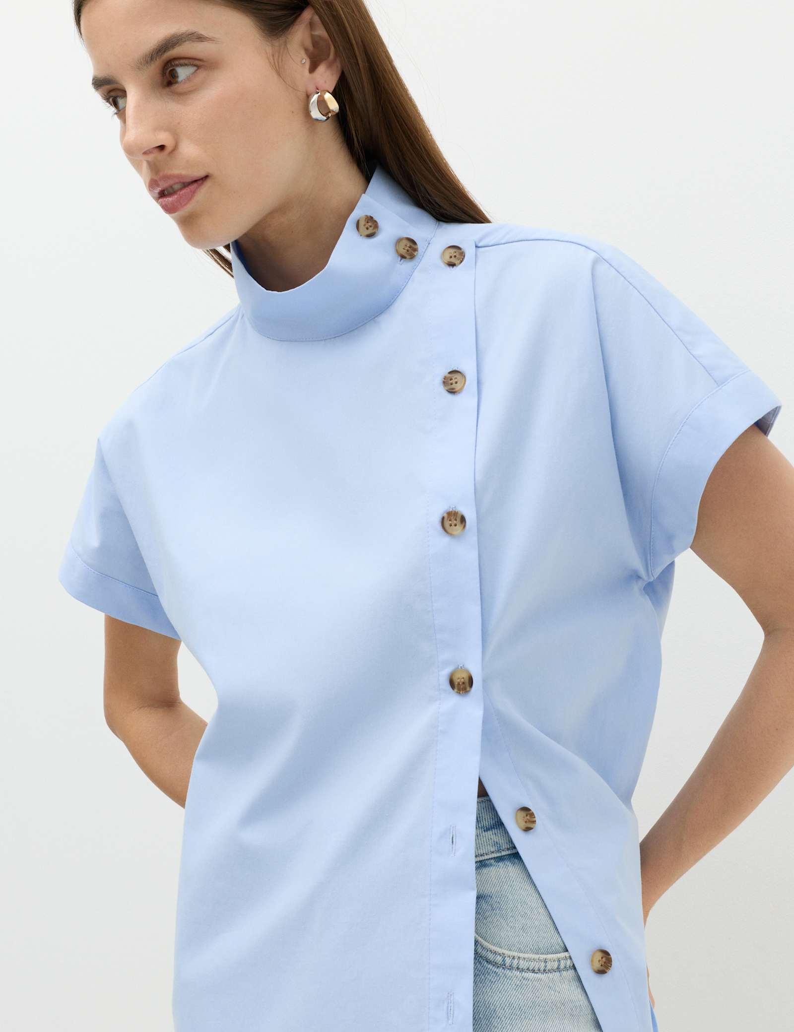 Funnel Neck Button Through Shirt - image 4