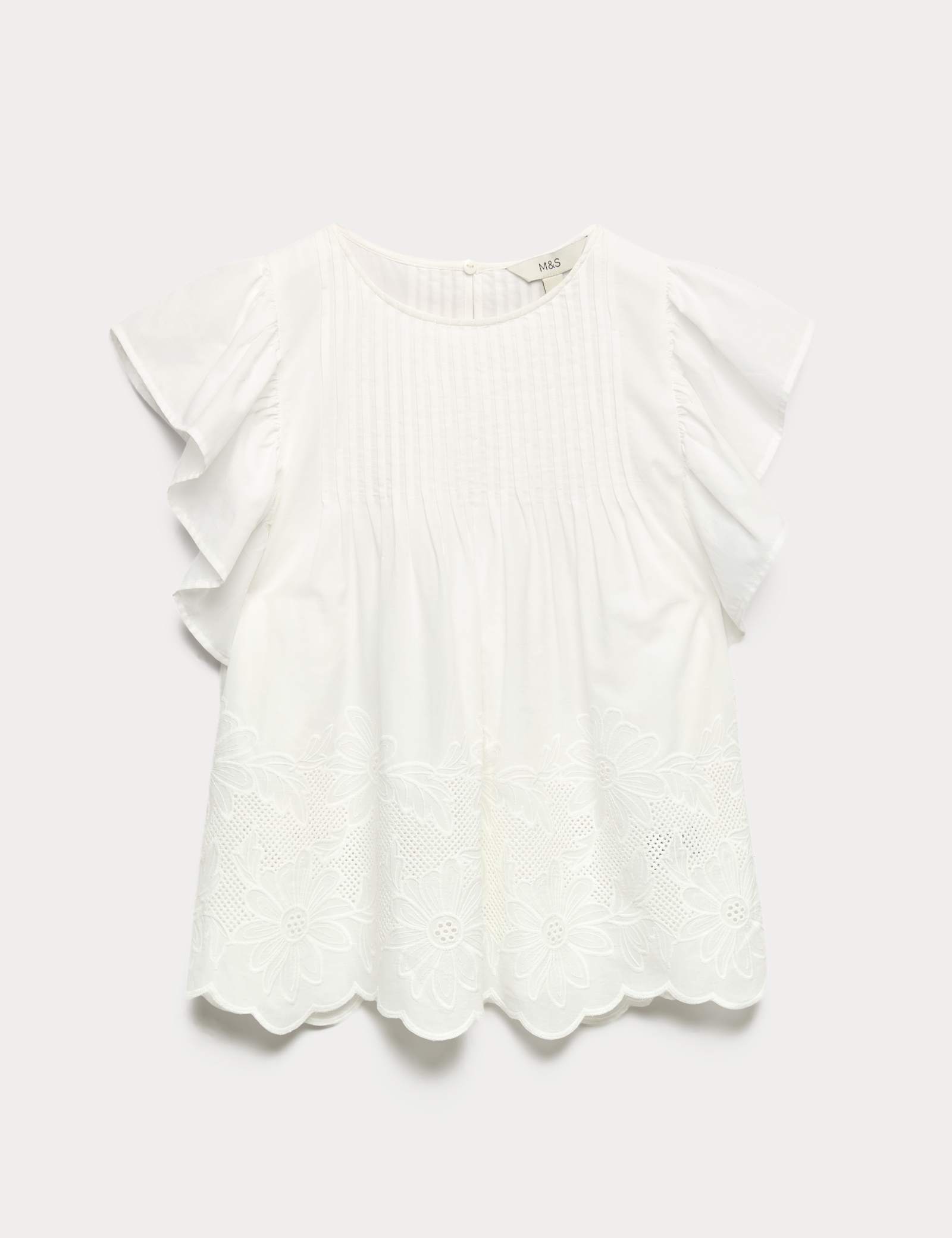 Pure Cotton Pintuck Embroidered Top - image 1