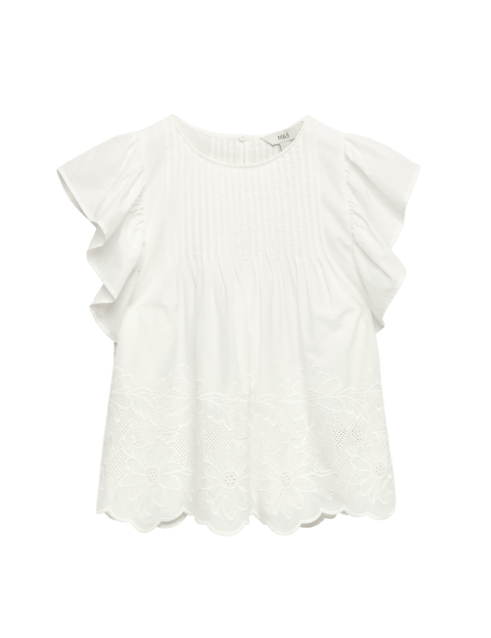 Pure Cotton Pintuck Embroidered Top - image 5