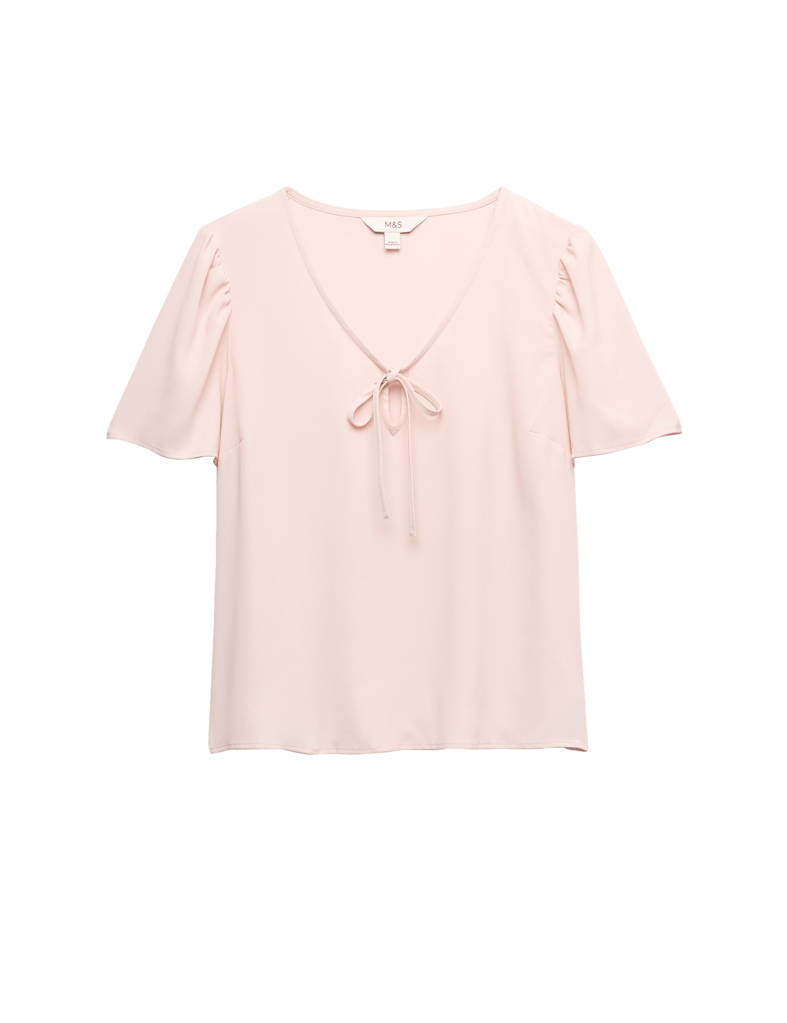 V-Neck Tie Detail Fitted Angel Sleeve Top - image 3