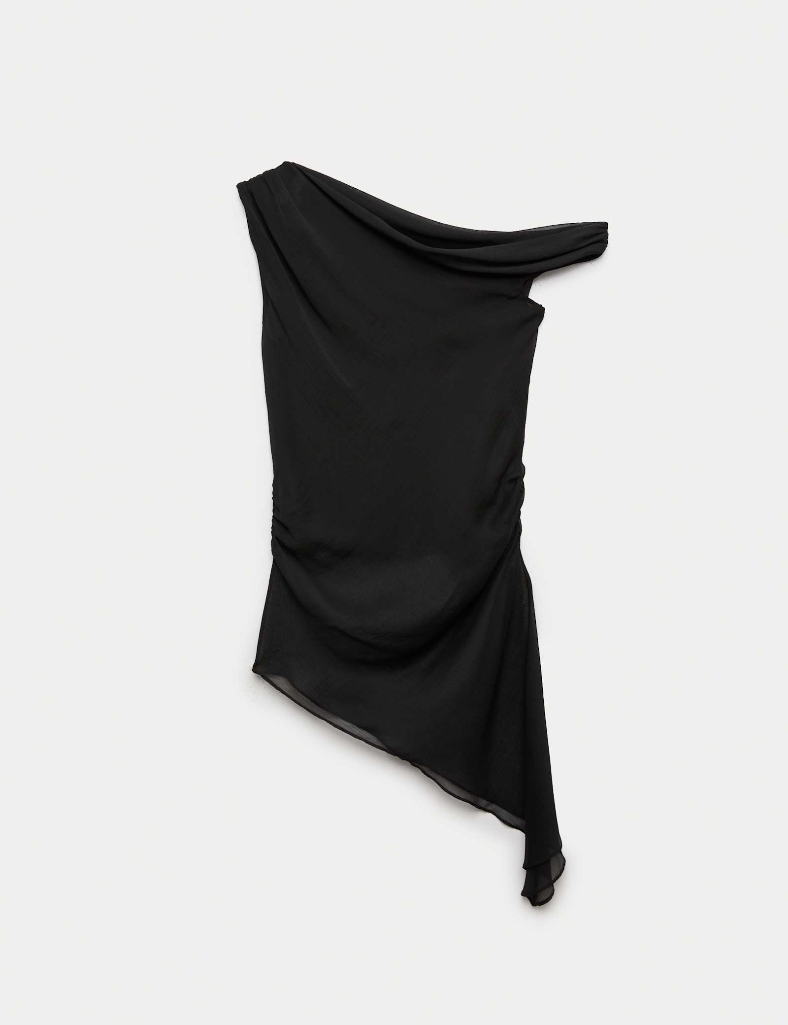 Draped One Shoulder Asymmetric Longline Top - image 1