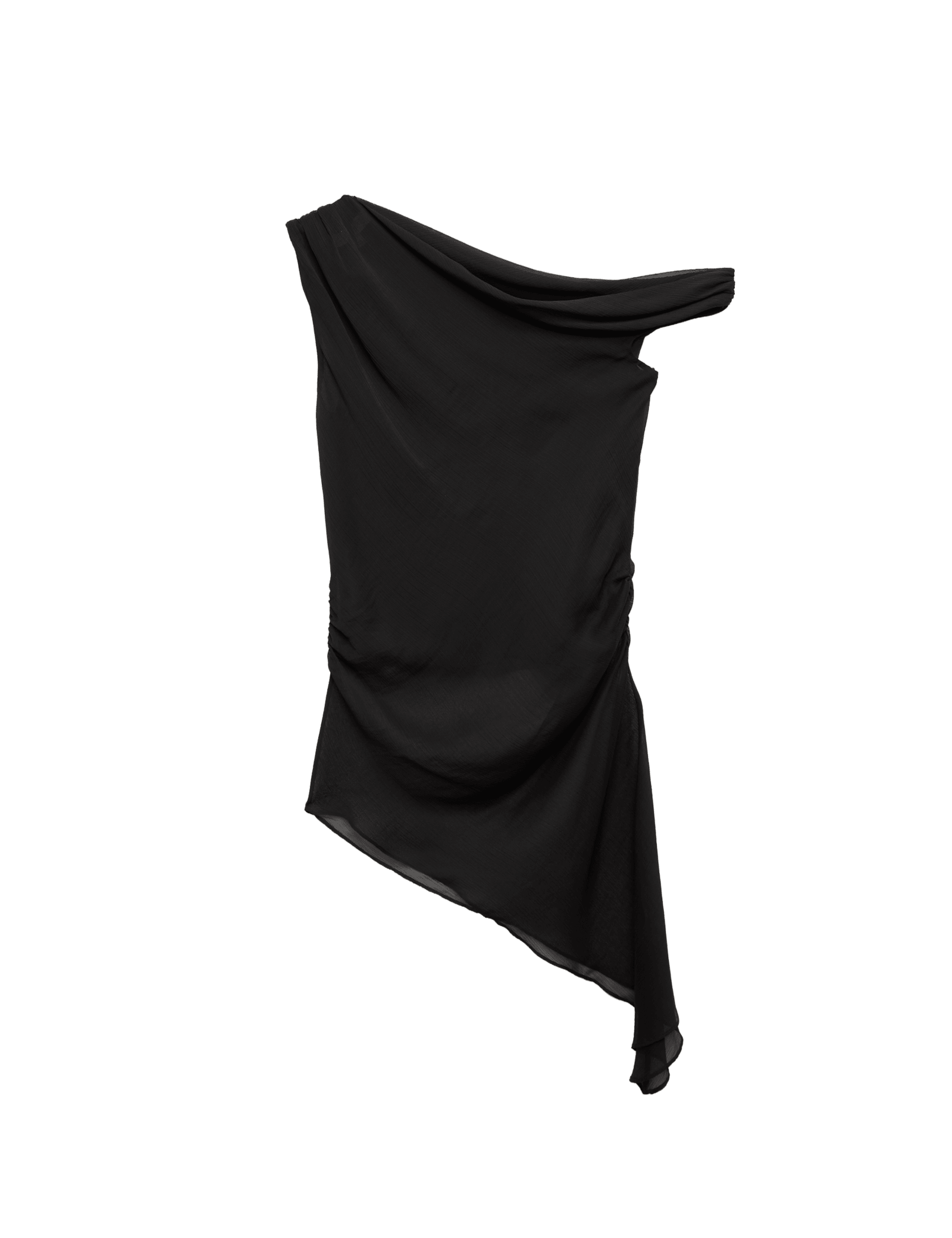 Draped One Shoulder Asymmetric Longline Top - image 3
