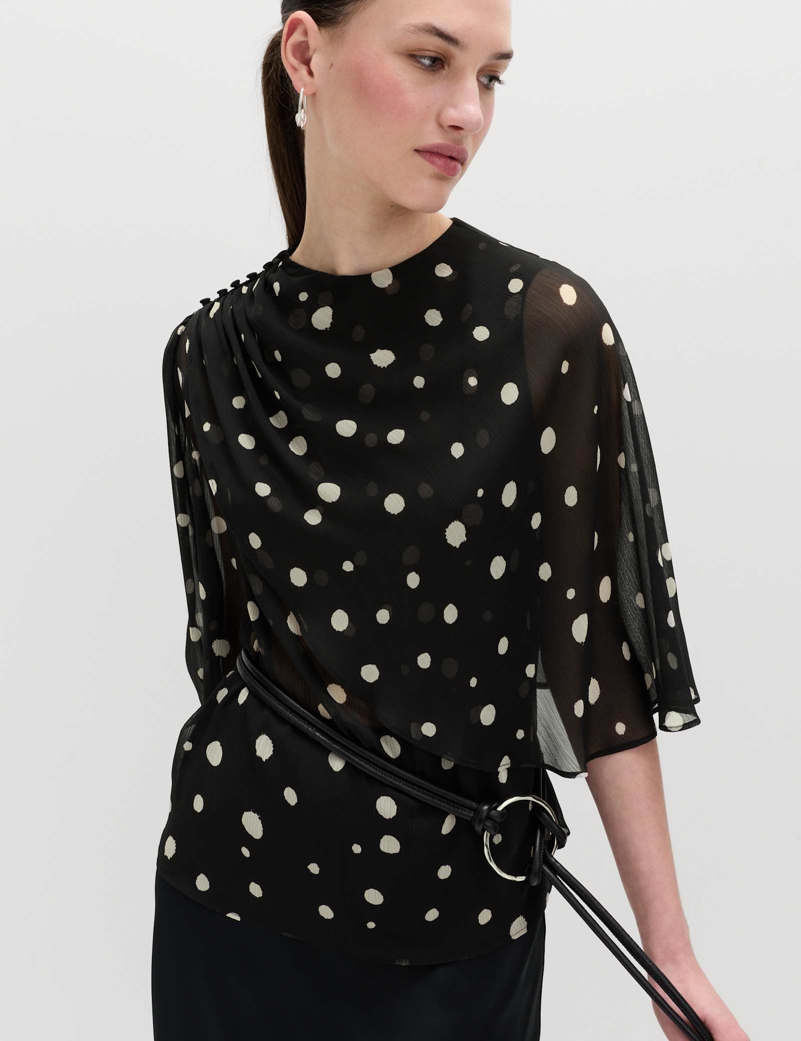 Polka Dot Drape Detail Blouse - image 4