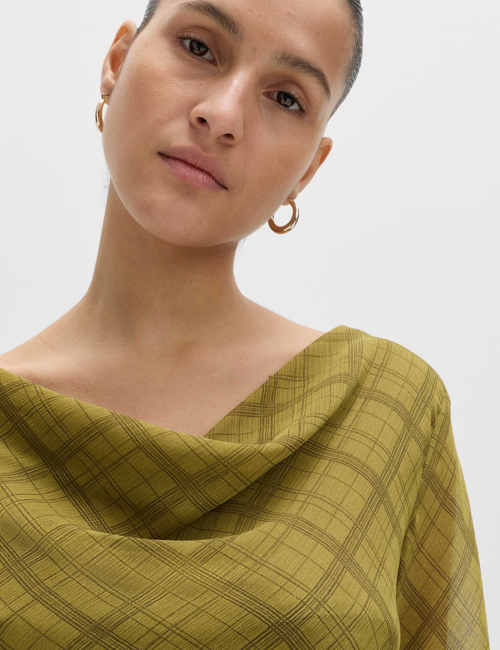 Checked Cowl Neck Top - image 5