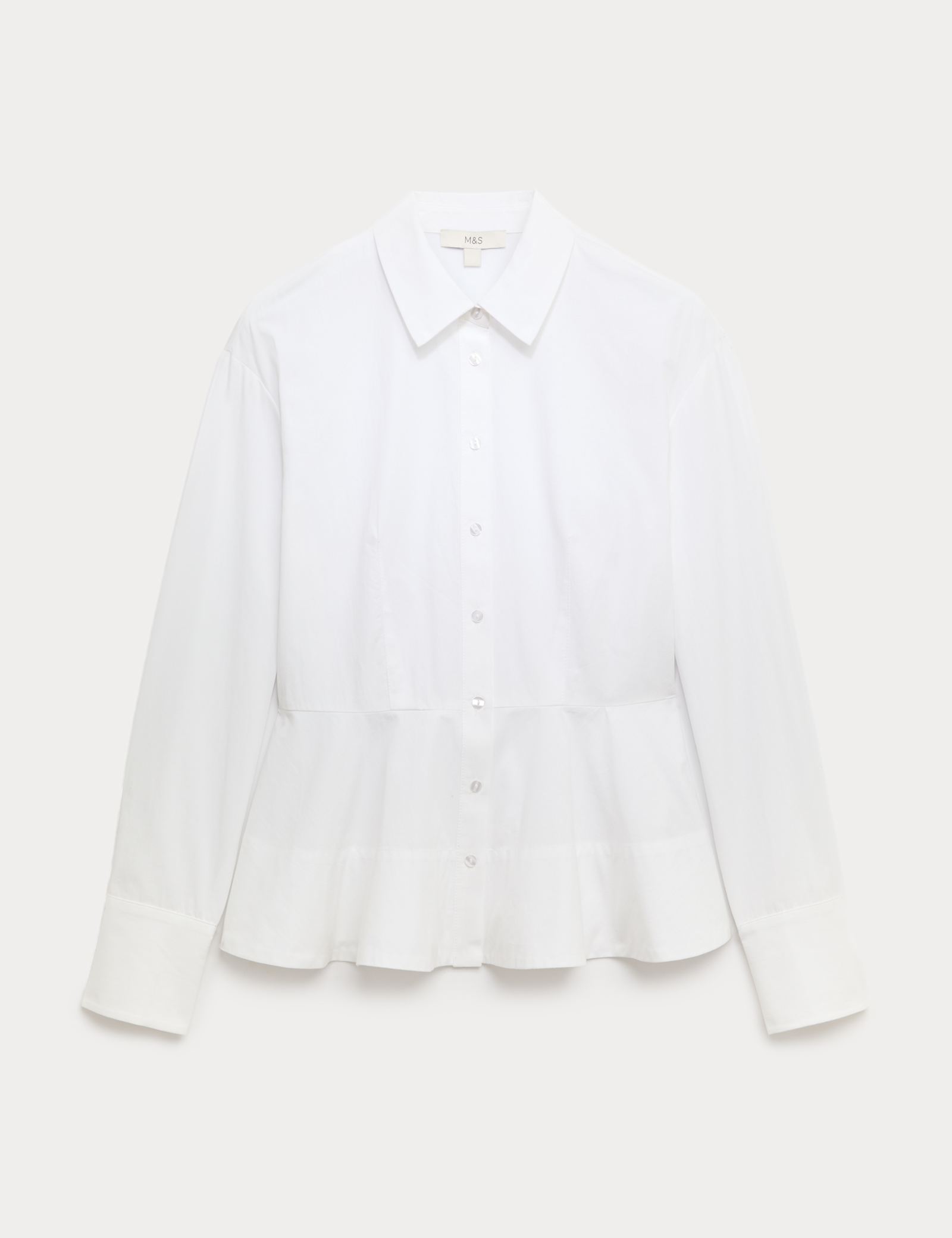 Pure Cotton Button Through Peplum Shirt - image 1