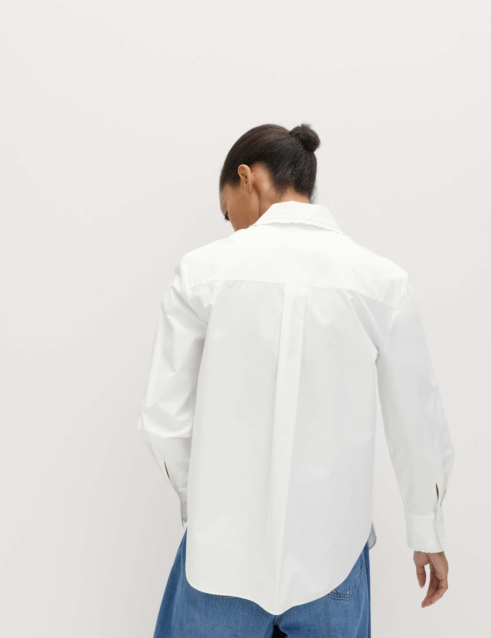 Pure Cotton Collared Frill Detail Shirt - image 4