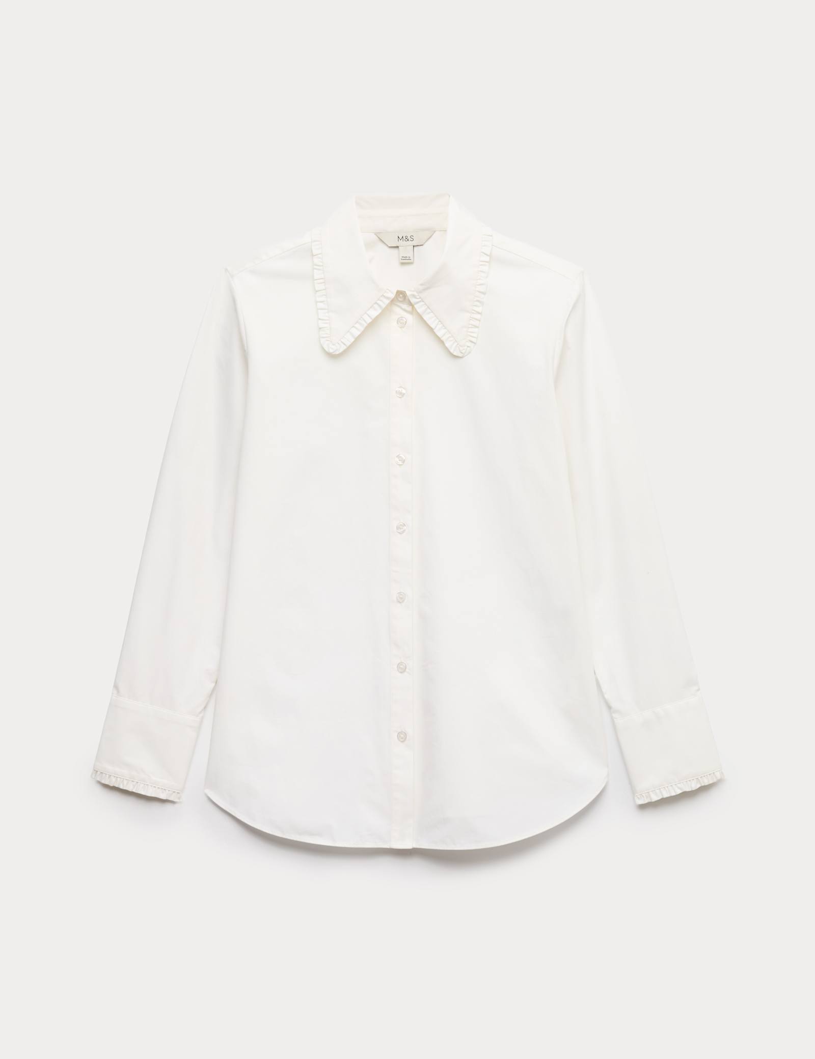 Pure Cotton Collared Frill Detail Shirt - image 1