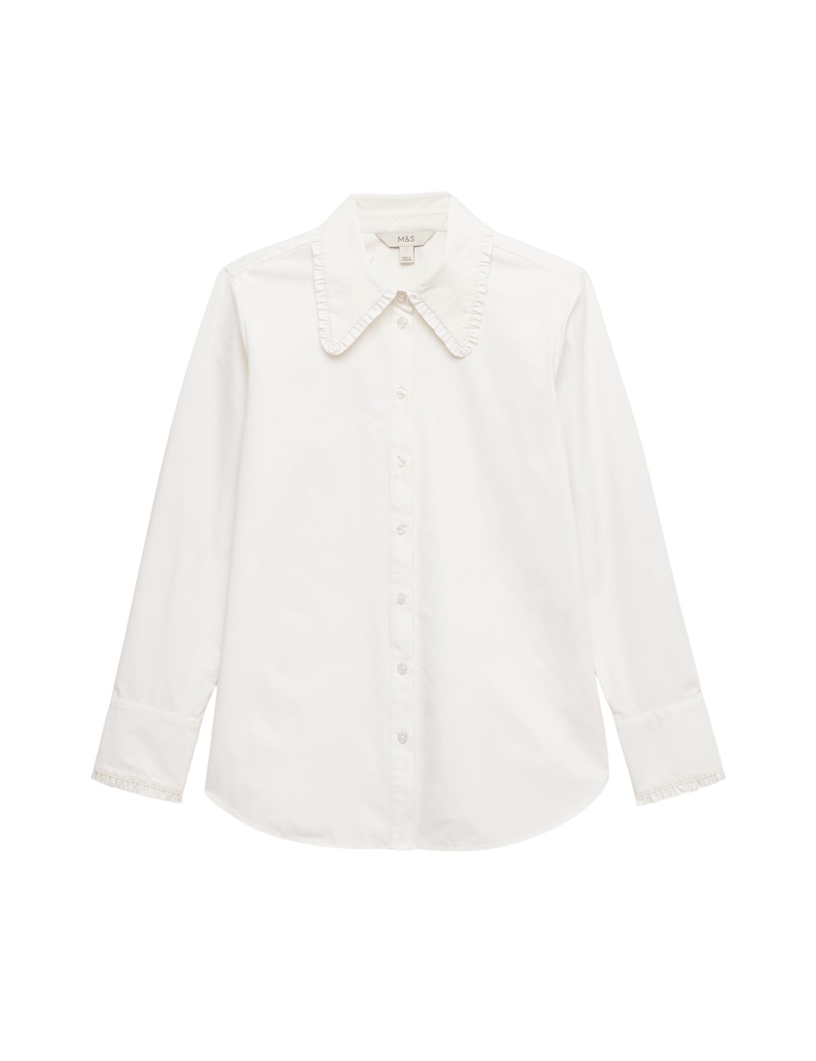 Pure Cotton Collared Frill Detail Shirt - image 3