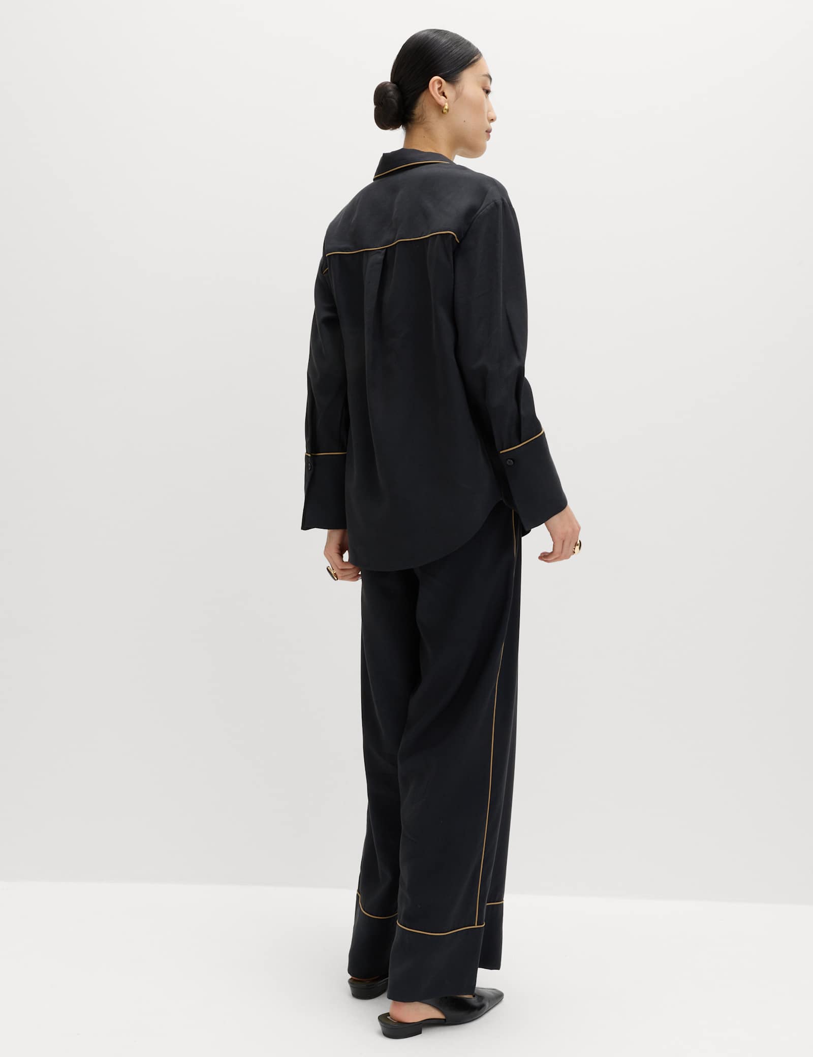 Modal Rich Piped Detail Collared Shirt - image 5
