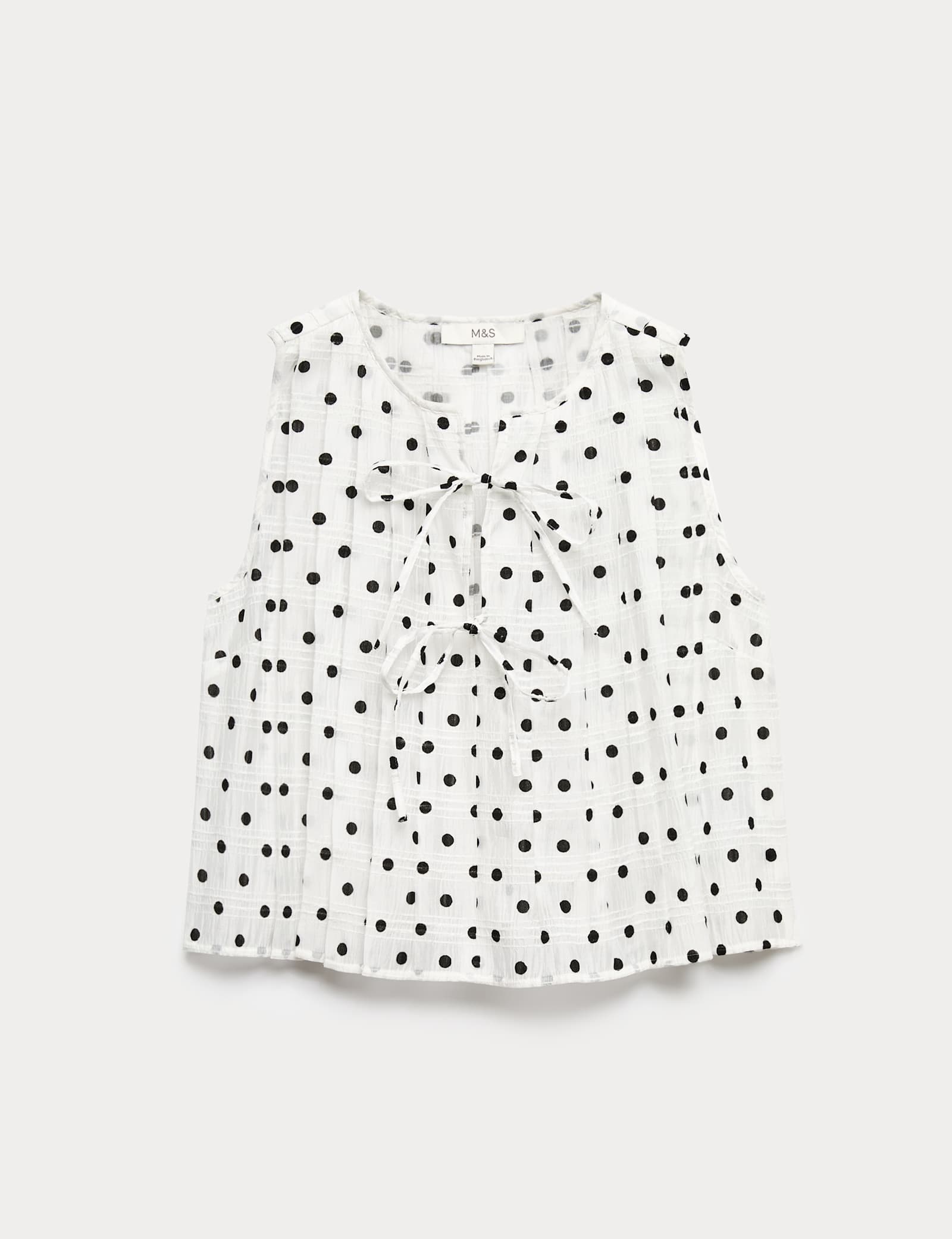 Lyocell Blend Polka Dot Tie Front Top - image 1