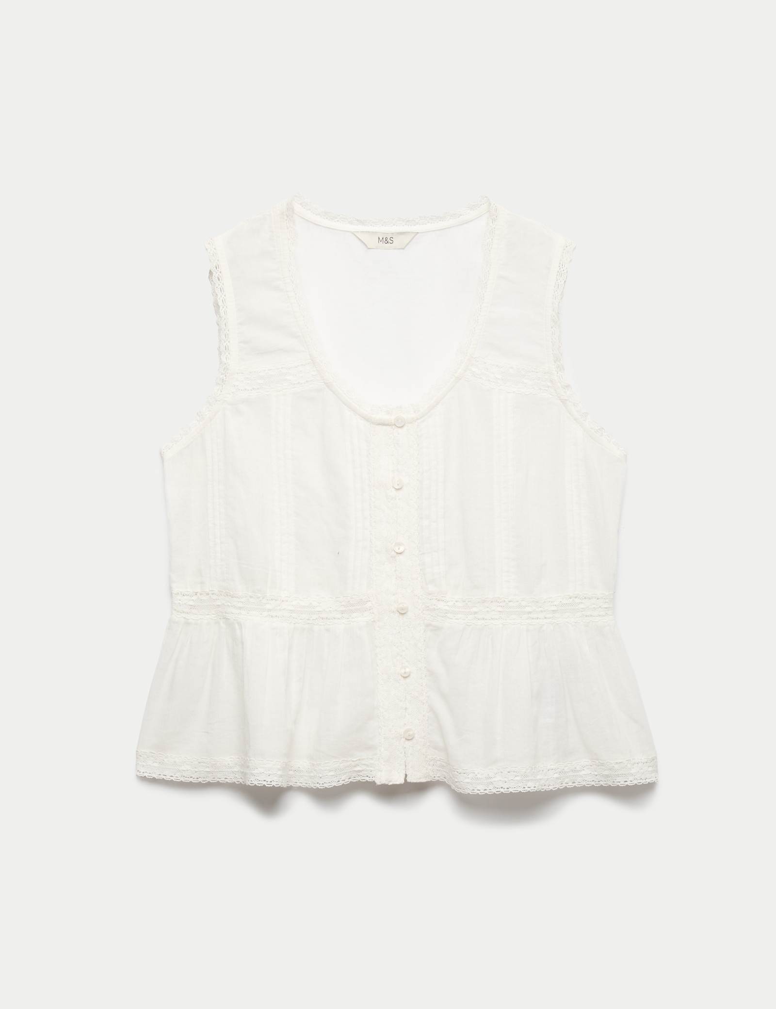 Pure Cotton Lace Insert Peplum Top - image 1