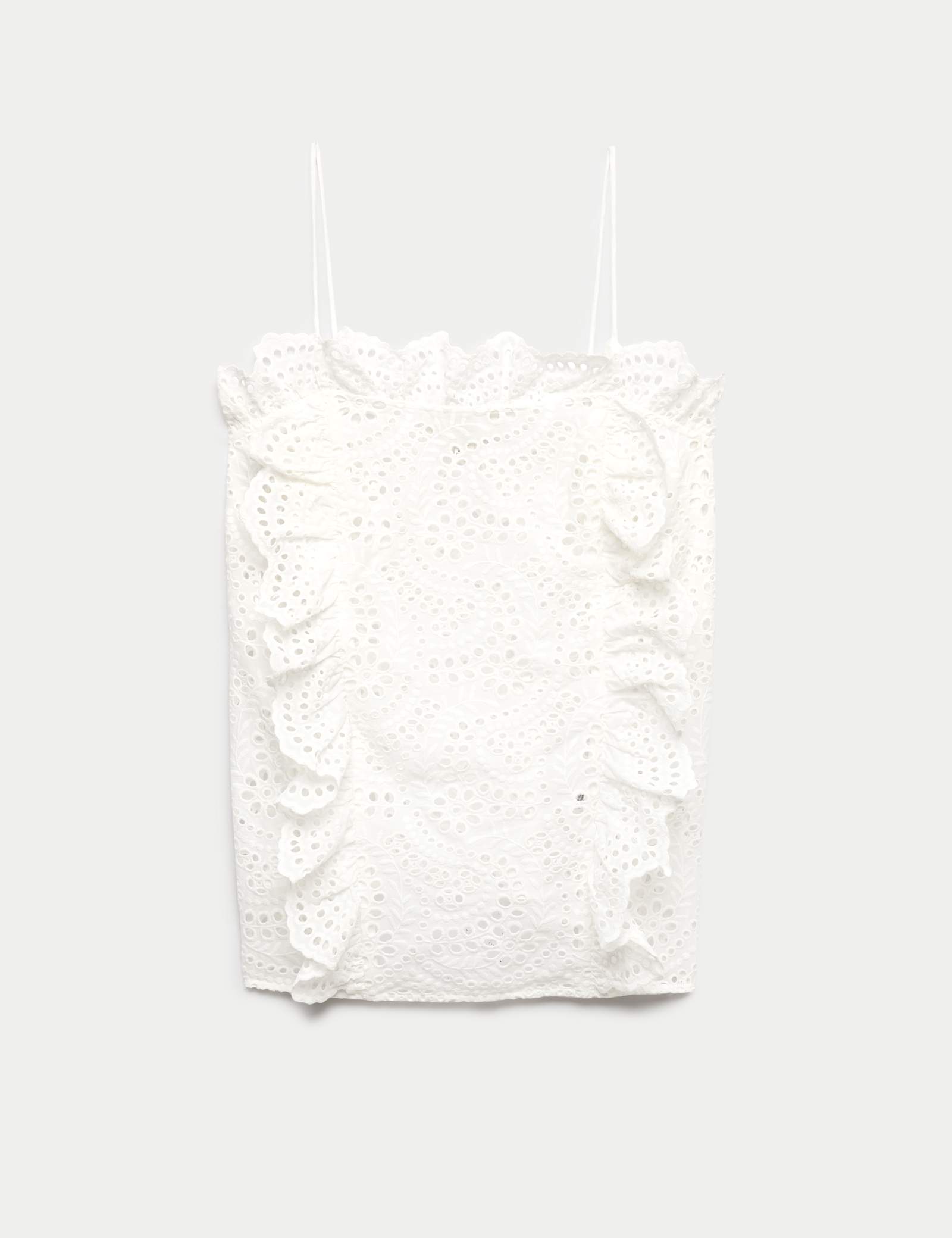 Pure Cotton Broderie Ruffle Cutwork Cami - image 1