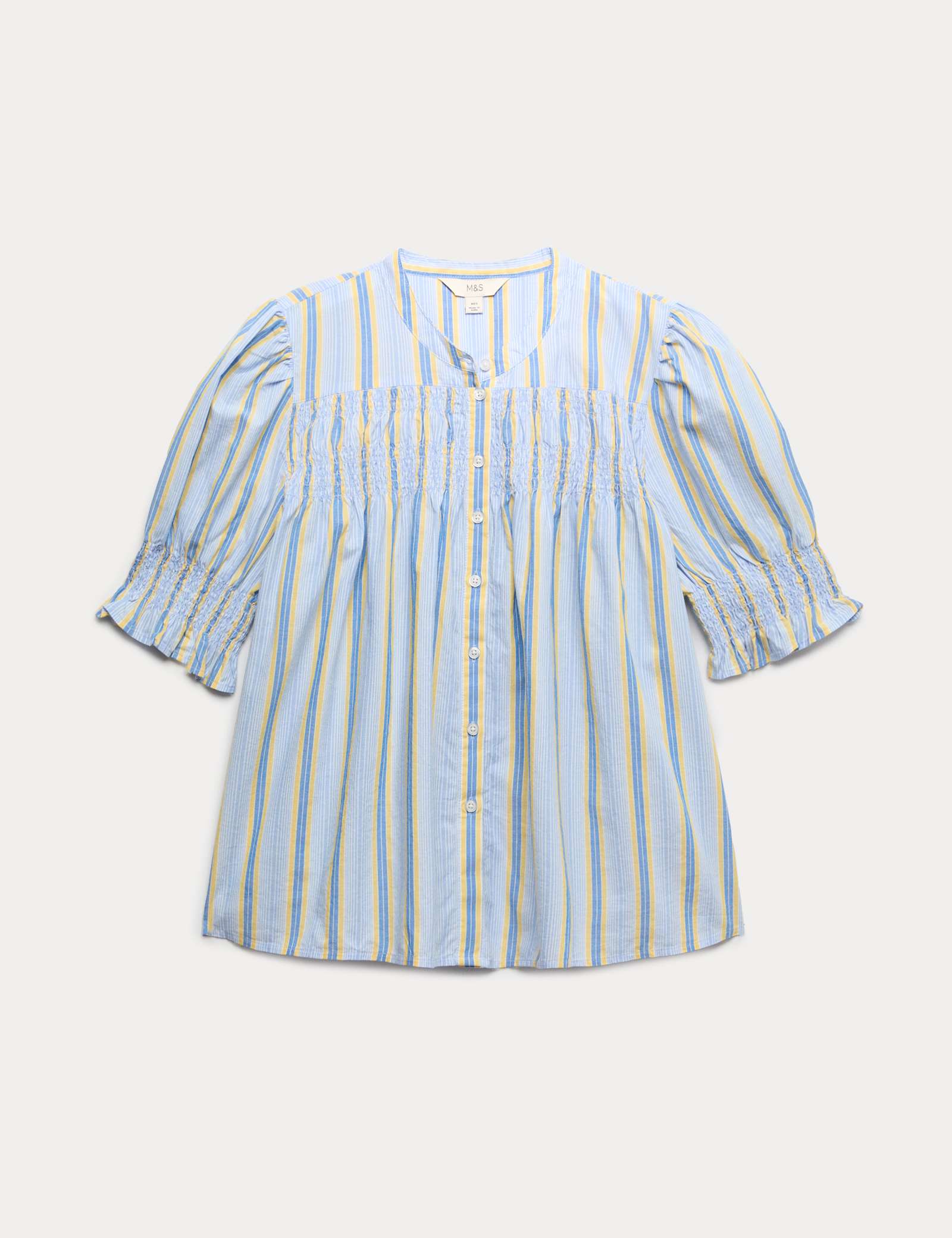 Pure Cotton Striped Shirred Blouse - image 1