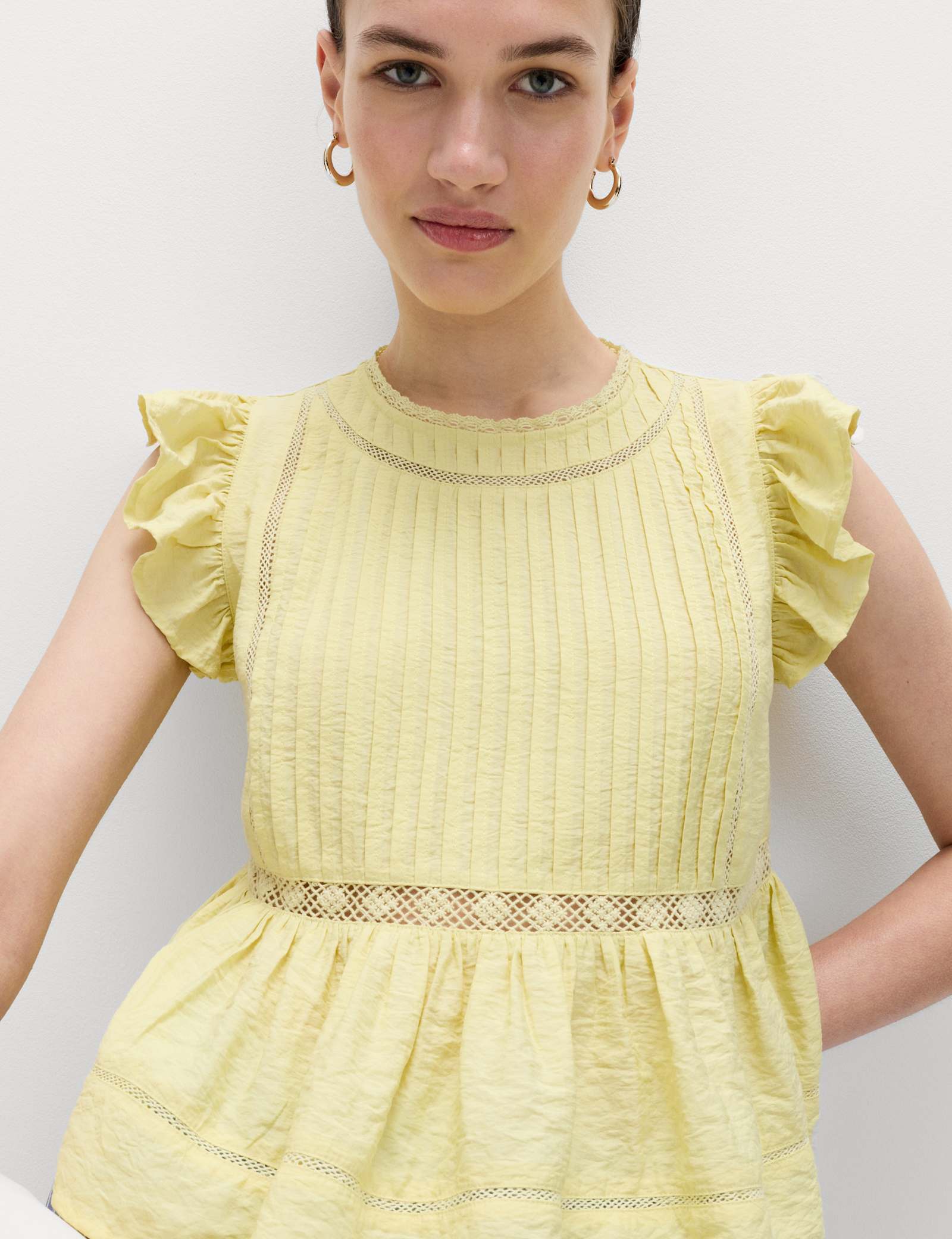 Lace Insert Ruffle Top - image 2