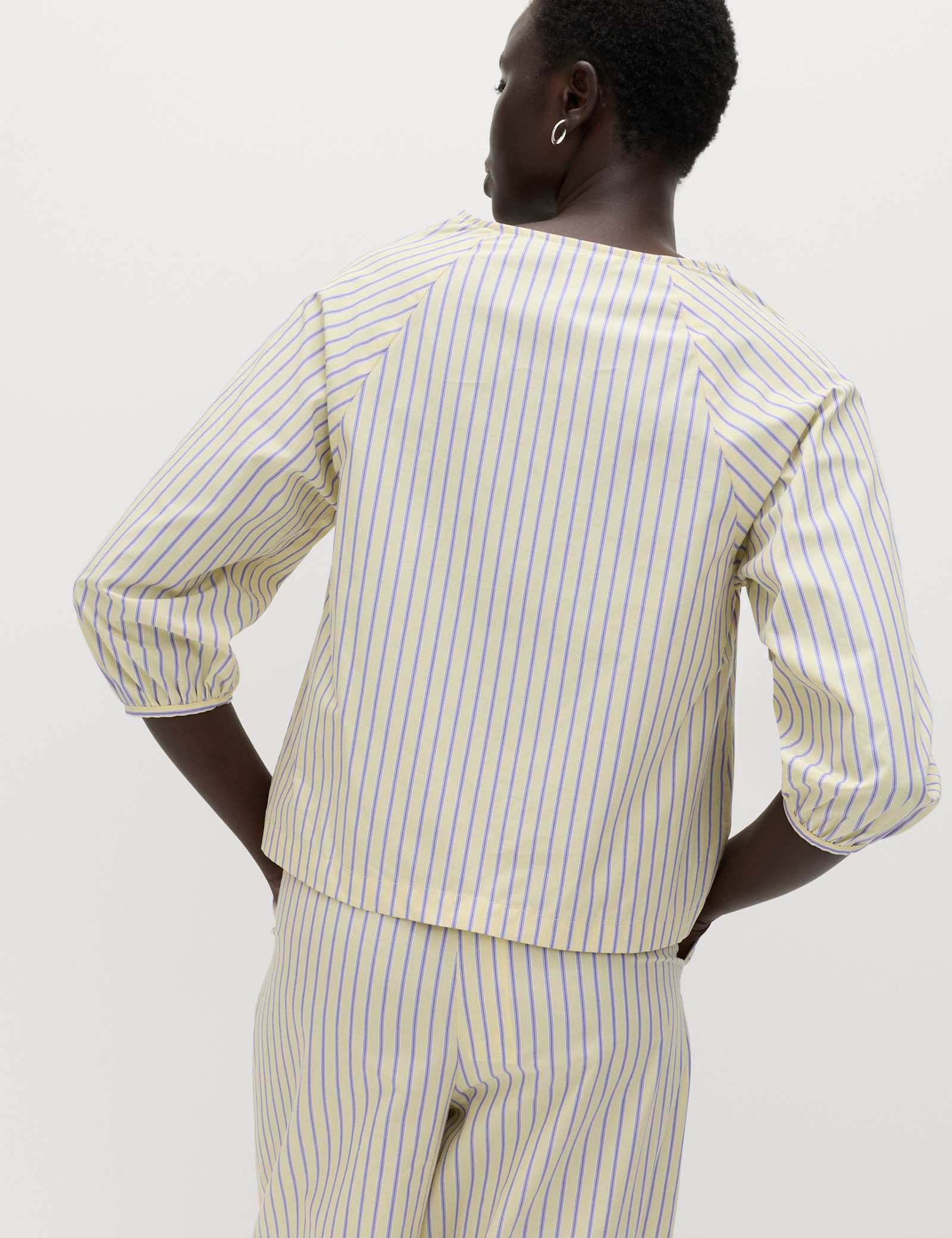 Pure Cotton Striped Tie Front Blouse - image 5