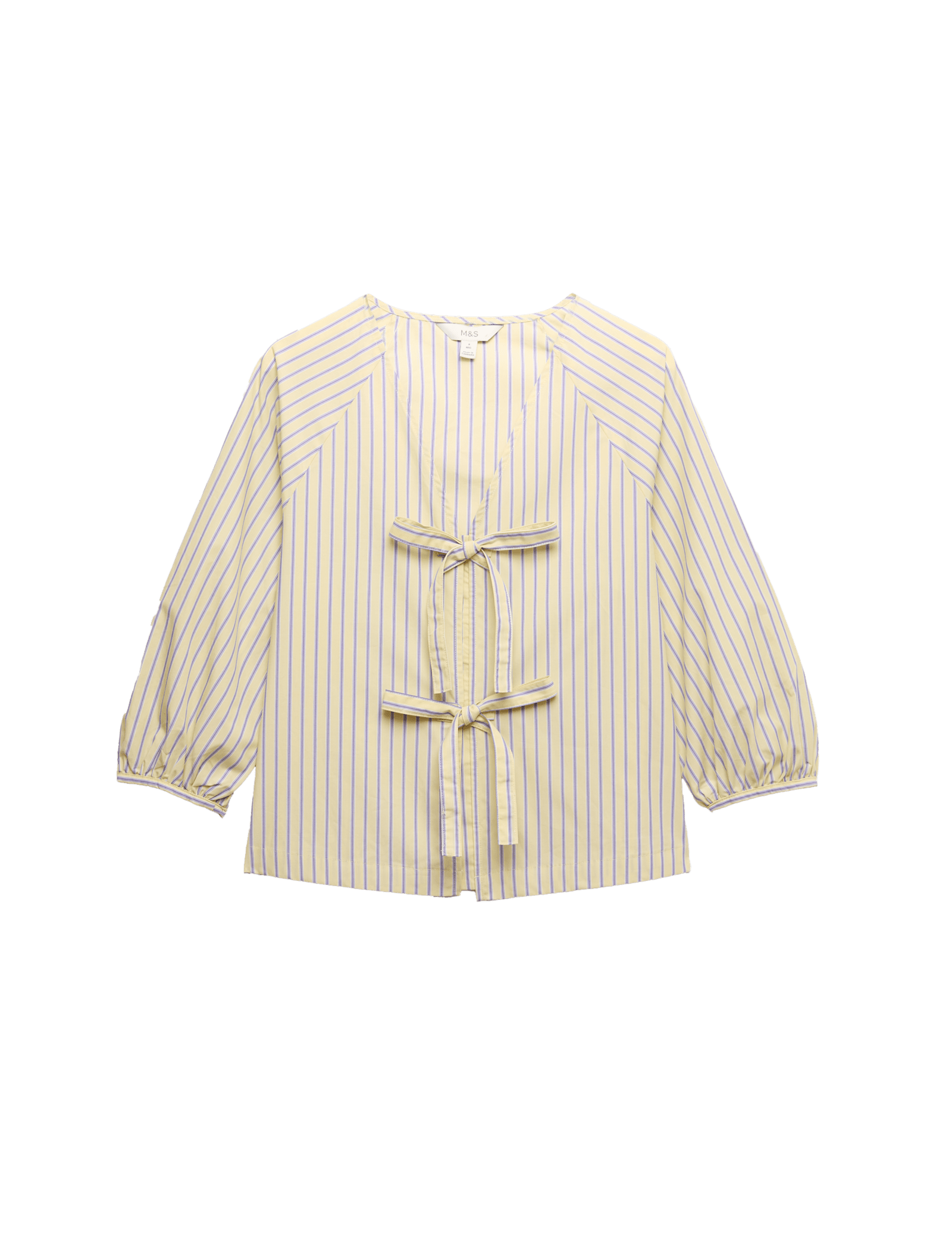 Pure Cotton Striped Tie Front Blouse - image 3
