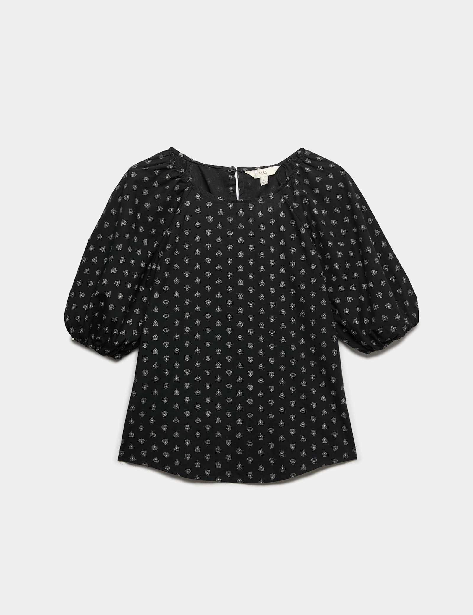 Pure Cotton Printed Puff Sleeve Blouse - image 1