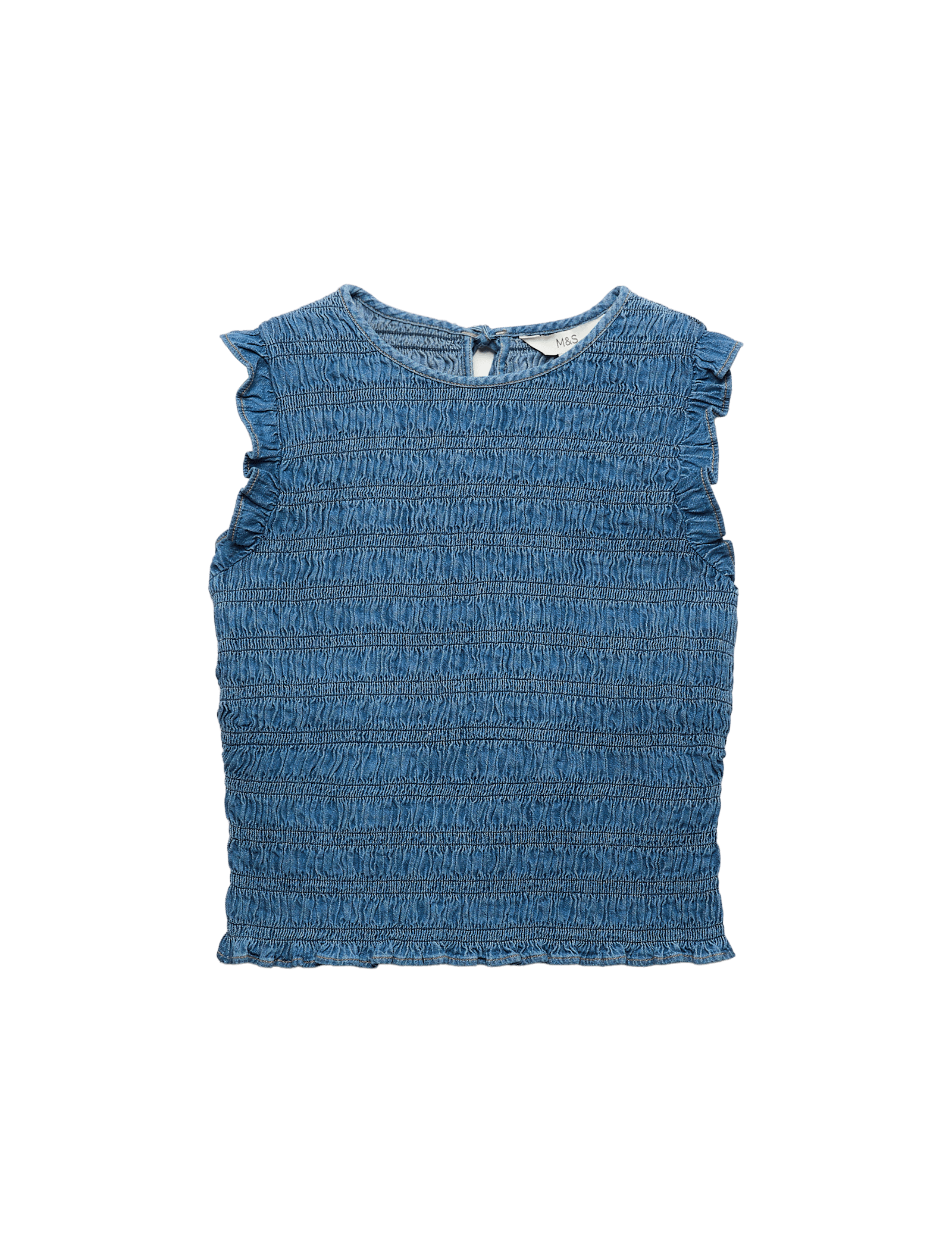 Denim Shirred Tank Top - image 3