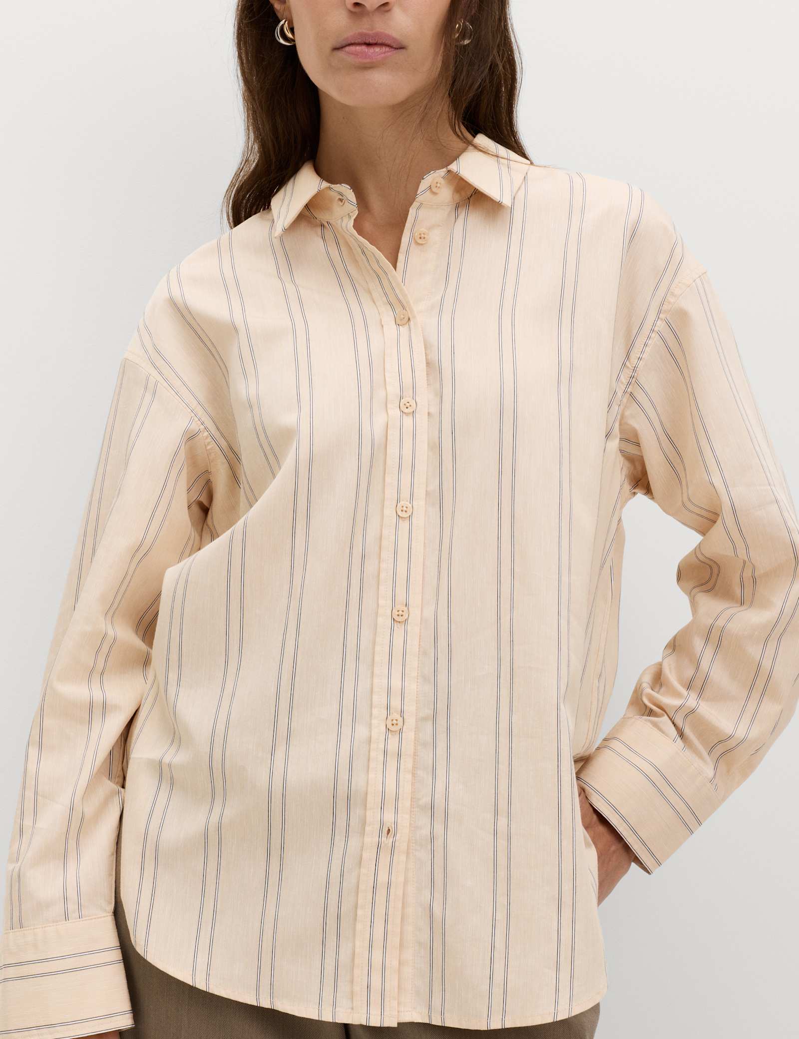Striped Collared Shirt with Linen - image 2