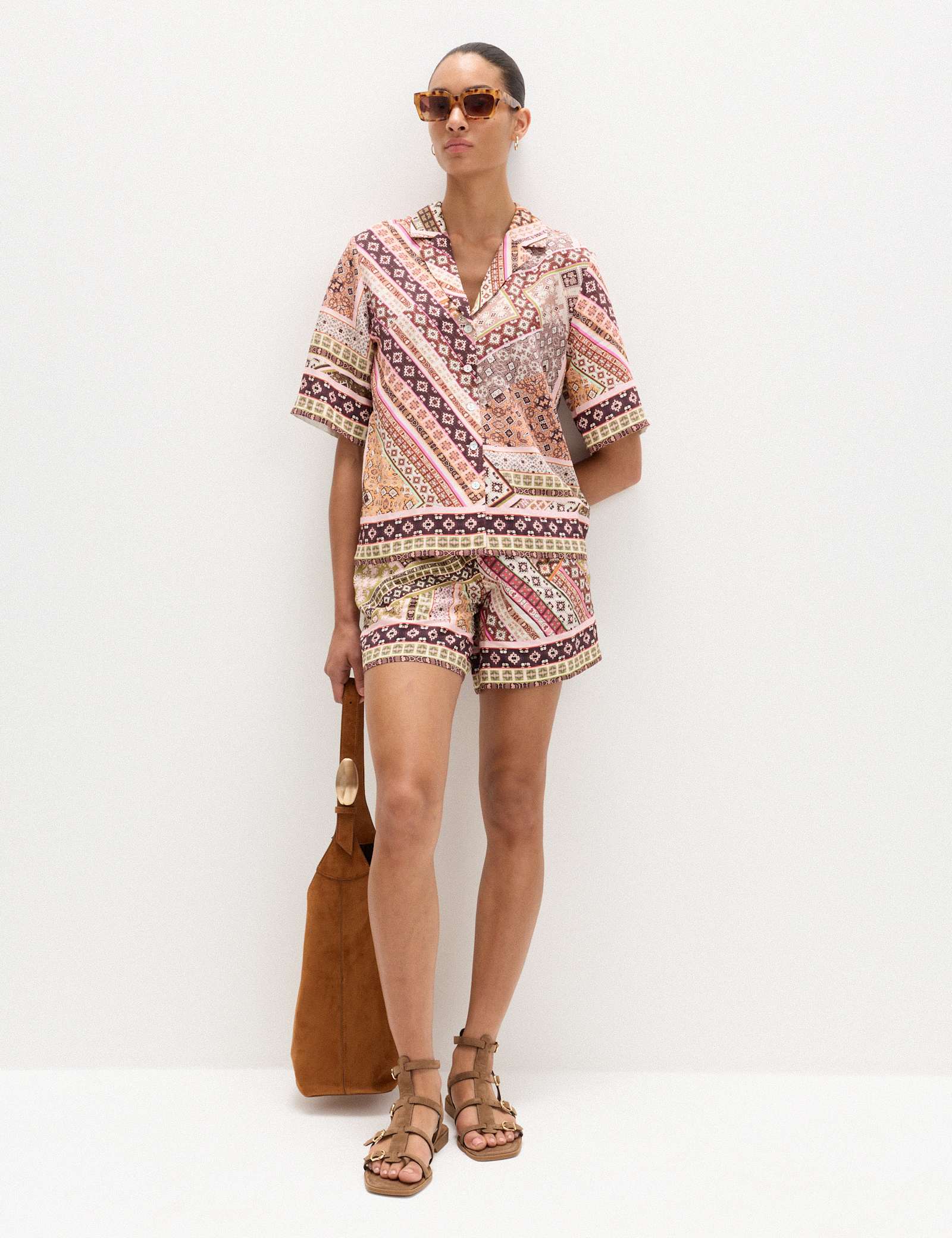 Geometric Printed Button Through Shirt