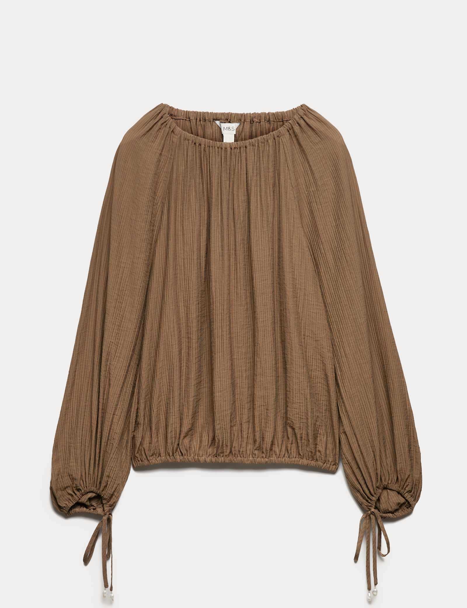 Striped Plisse Tie Detail Blouse - image 1