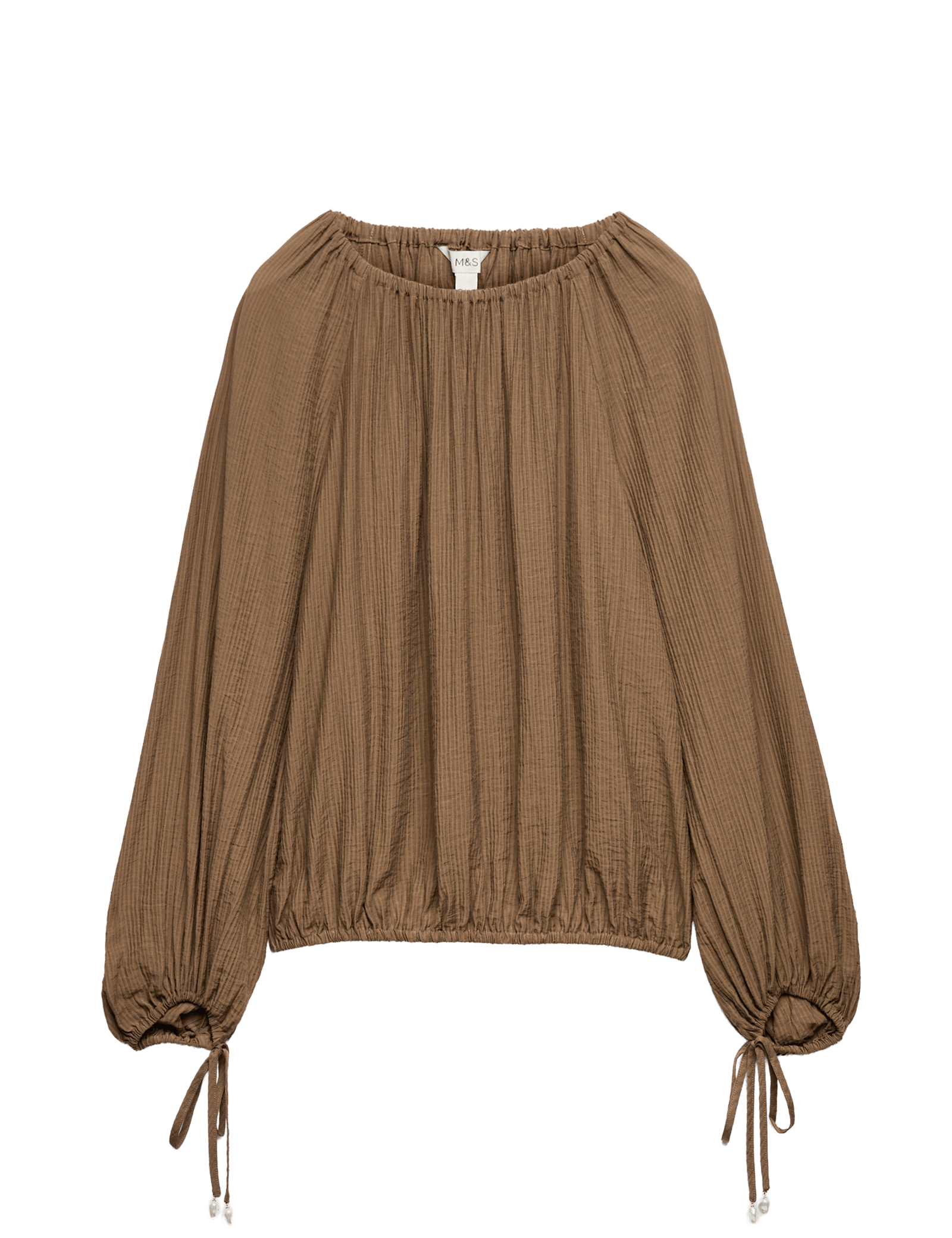 Striped Plisse Tie Detail Blouse - image 5