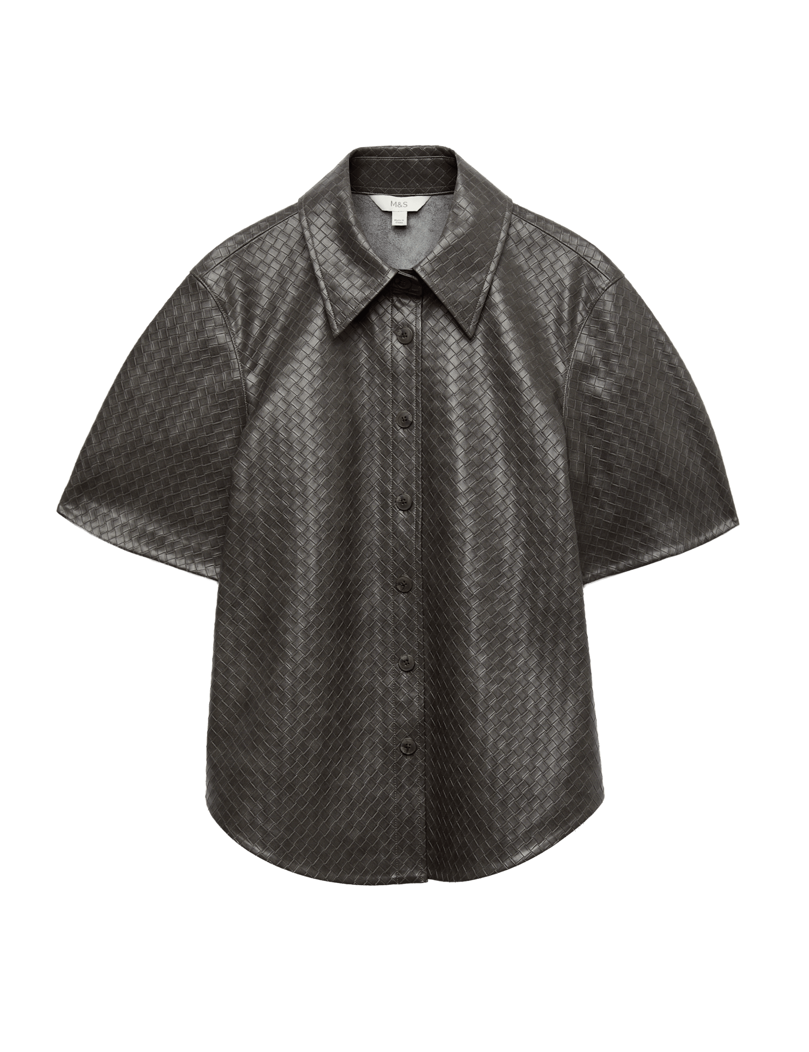 Faux Leather Woven Effect Shirt - image 3