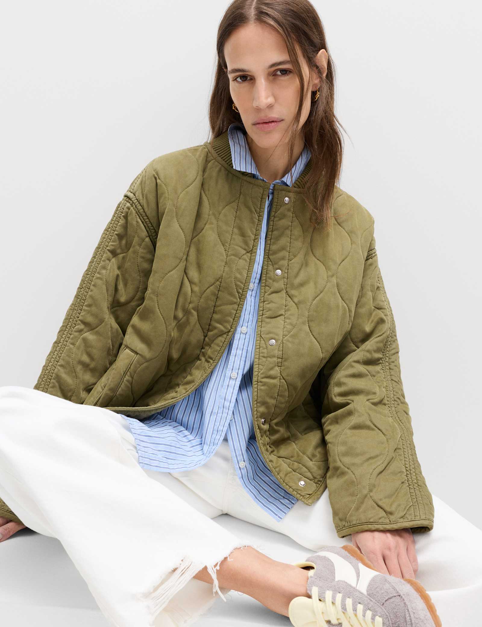 Quilted Waisted Bomber Jacket - image 5