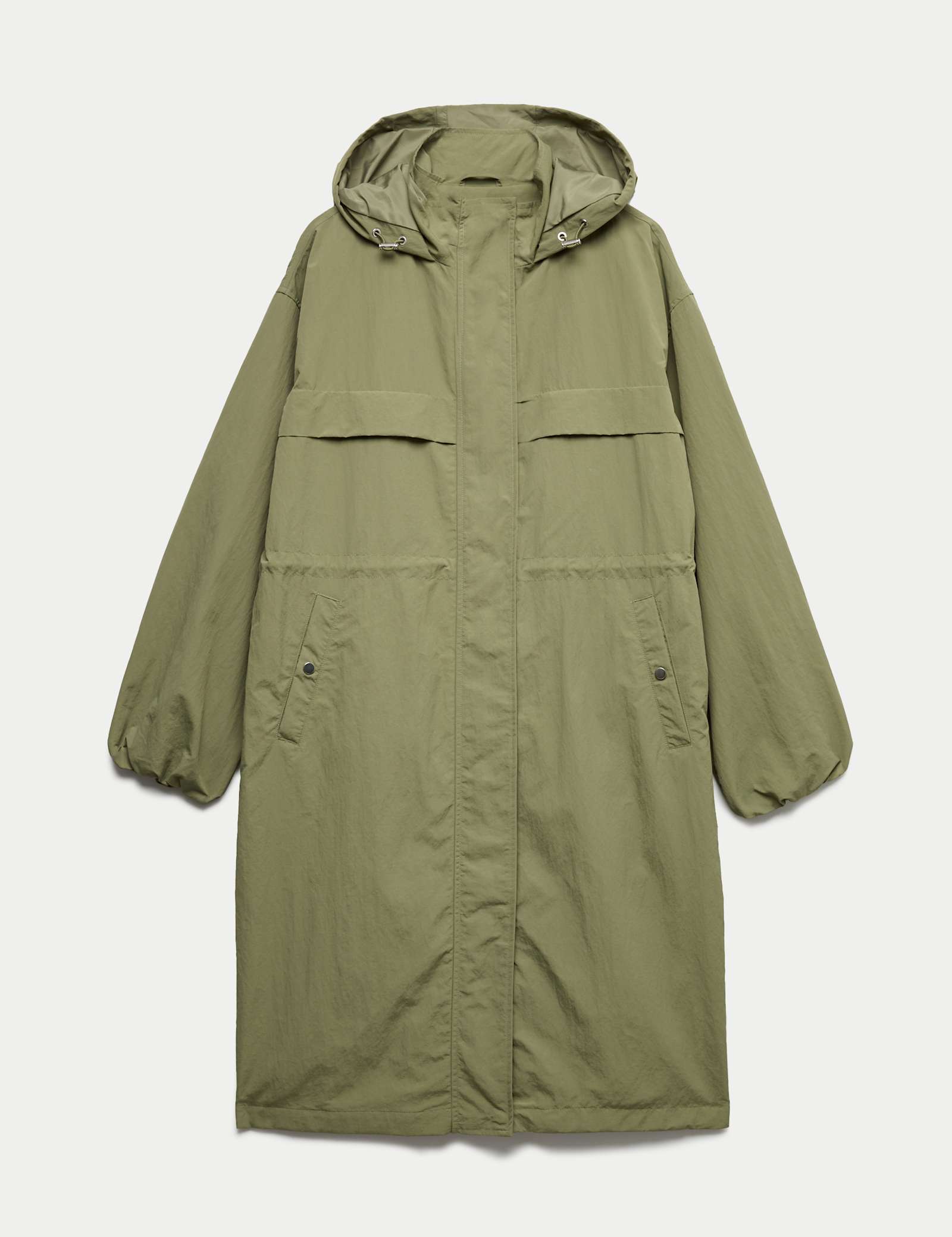Shower Resistant Lightweight Hooded Longline Utility Parka - image 2