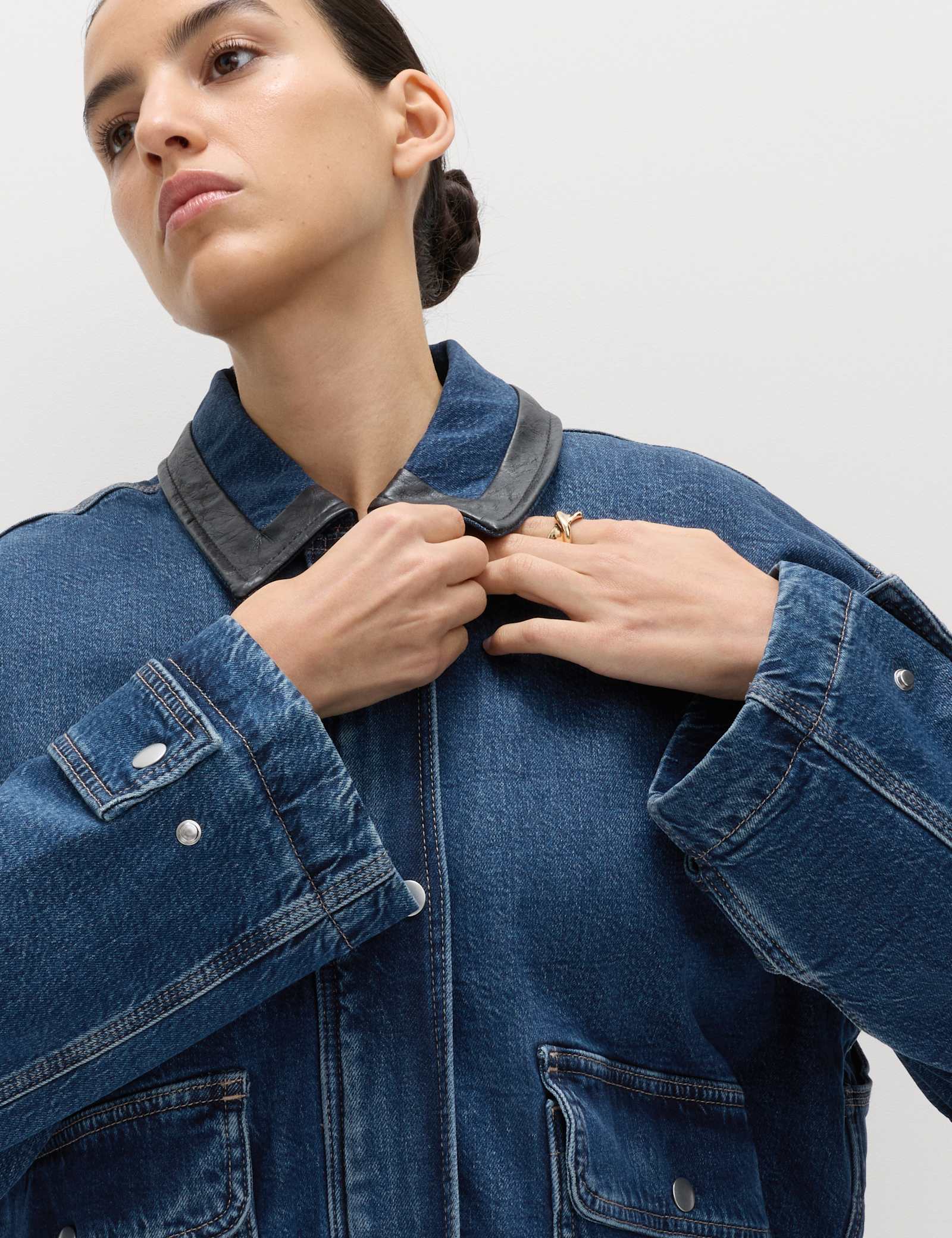 Denim Relaxed Bomber Jacket - image 4