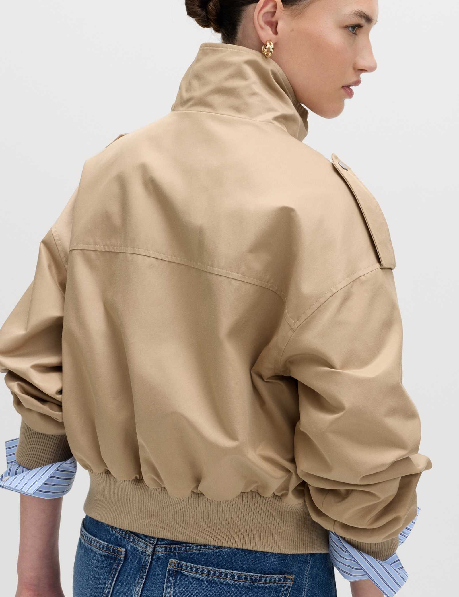 Cotton Rich Satin Look Bomber Jacket - image 5
