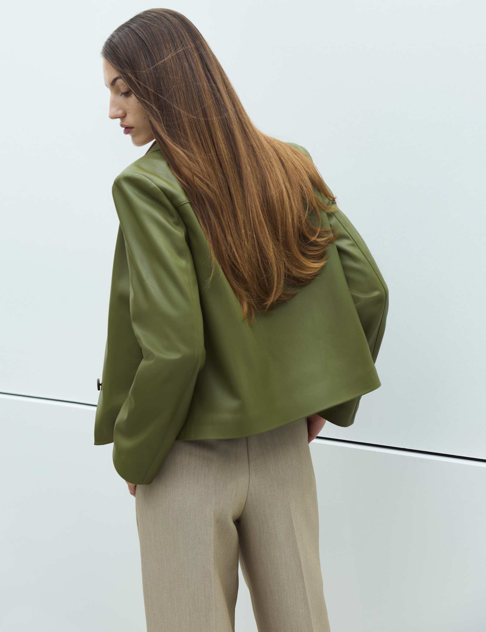 Faux Leather Collared Jacket - image 5