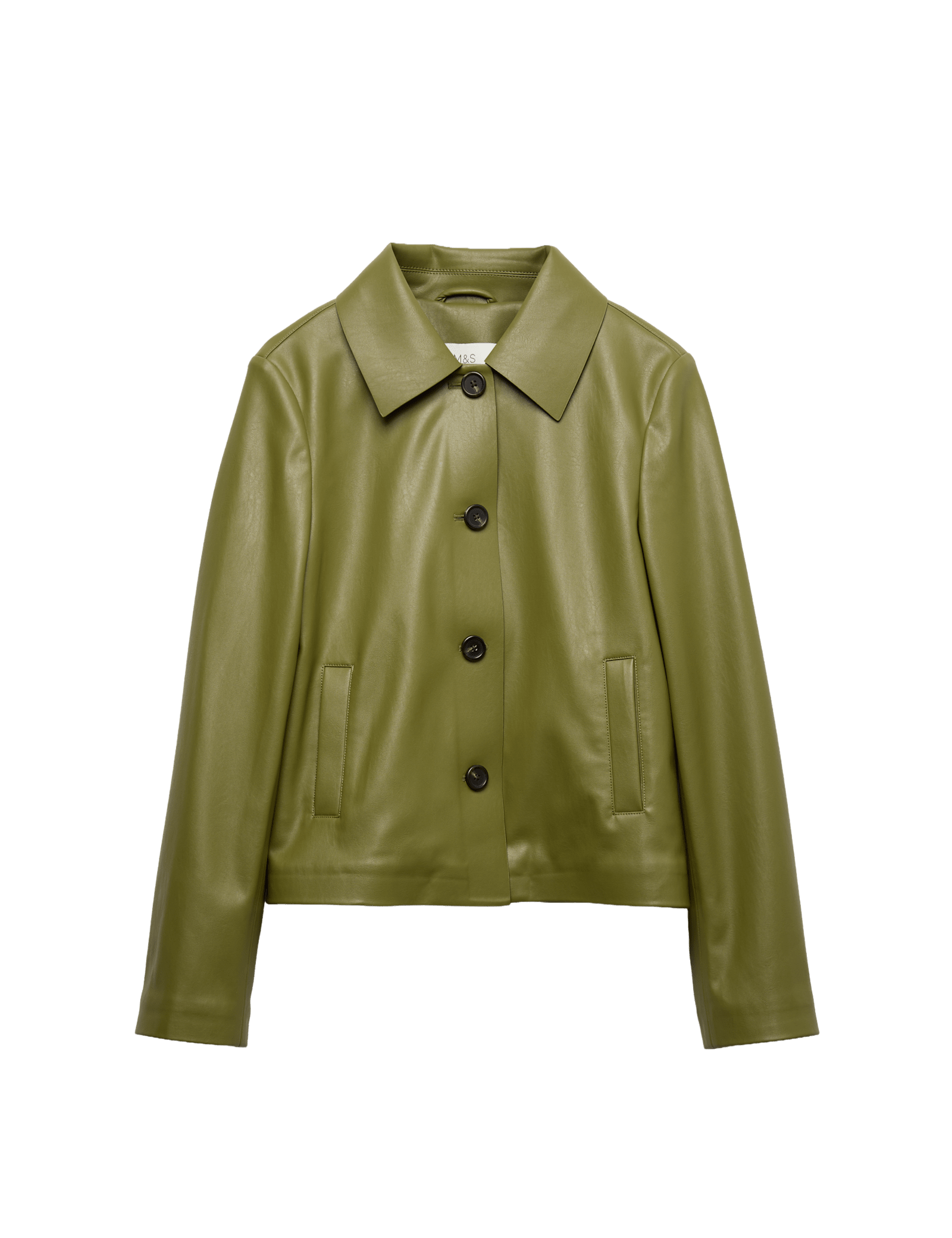Faux Leather Collared Jacket - image 3