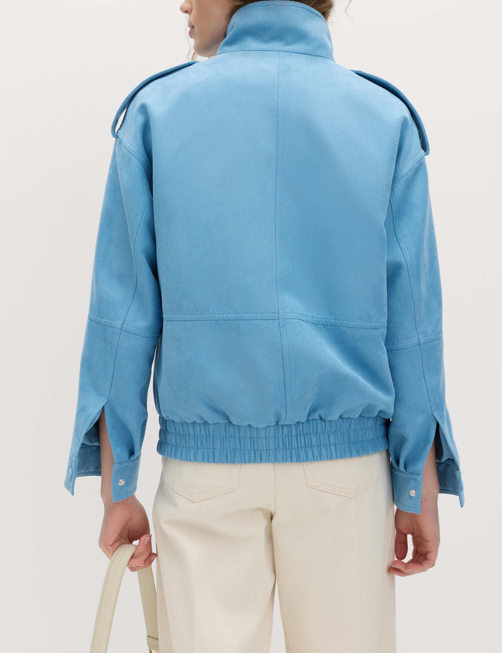 Suedette Funnel Neck Bomber Jacket - image 5