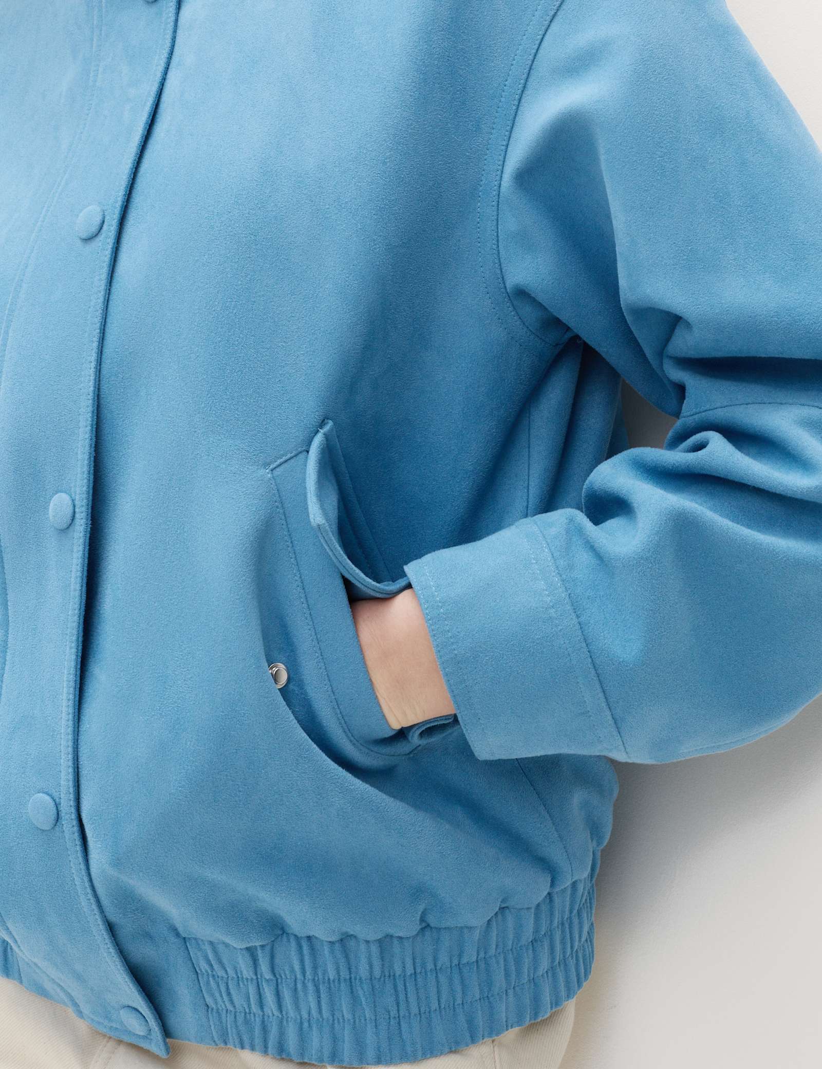 Suedette Funnel Neck Bomber Jacket - image 4