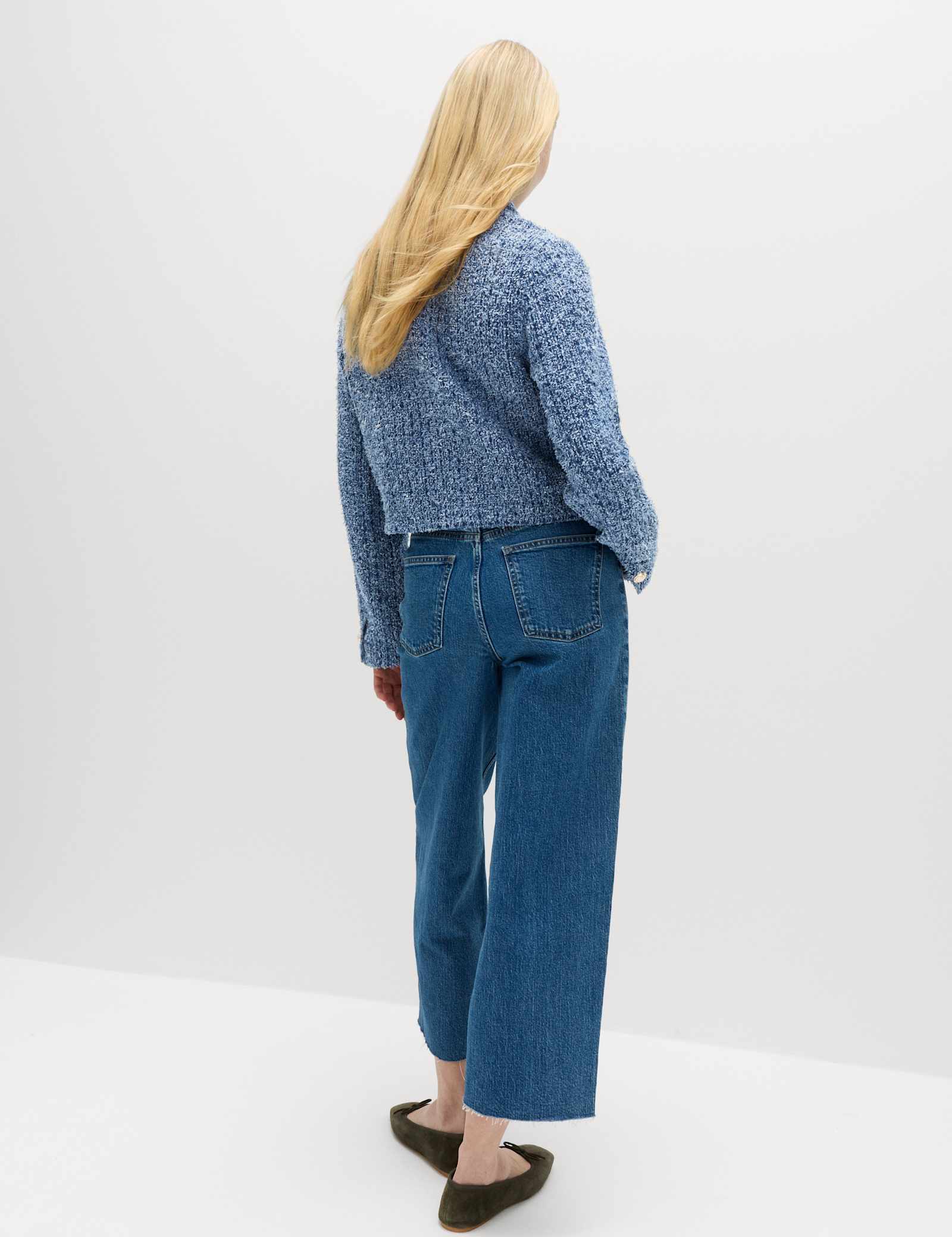 Denim Textured Cropped Jacket - image 5