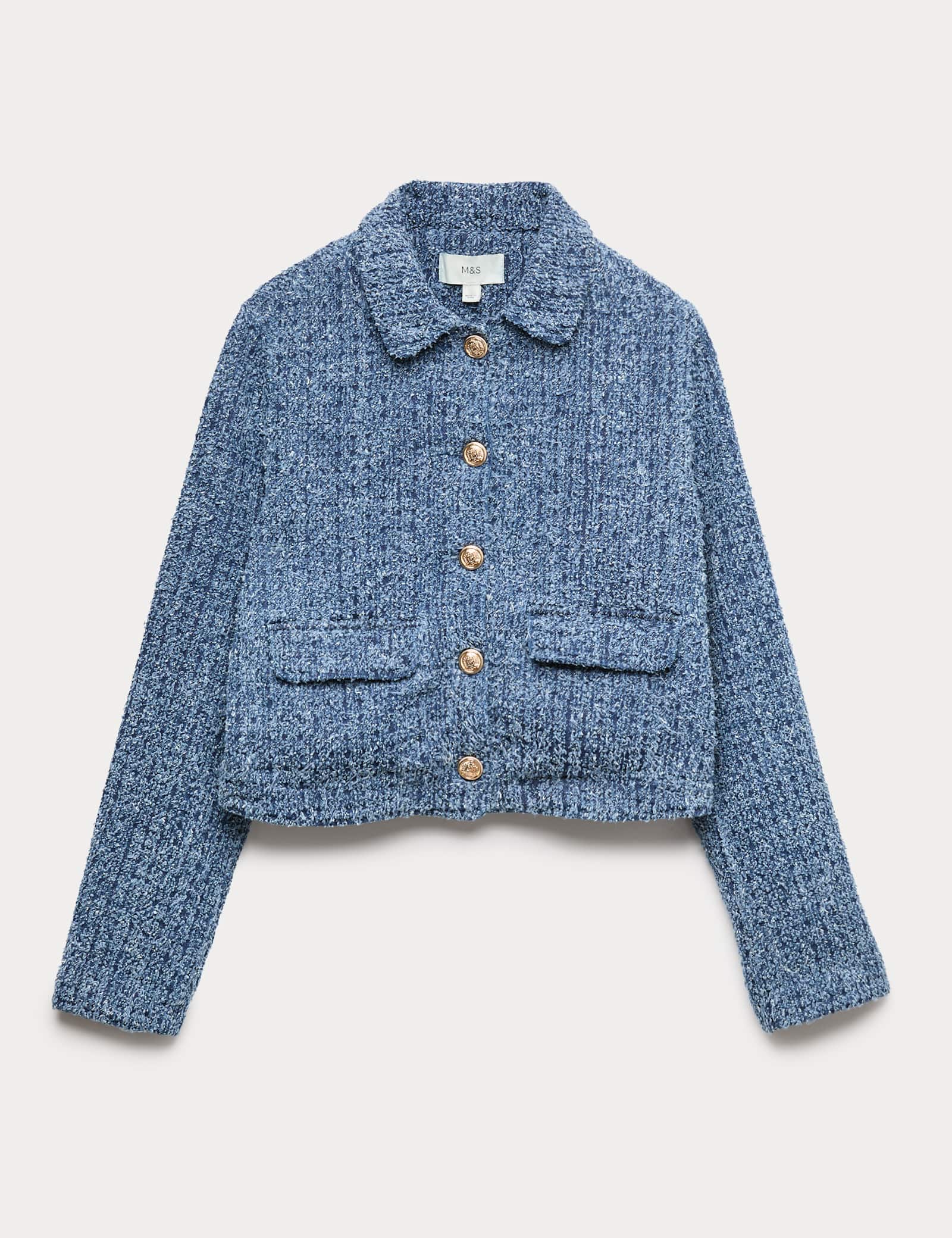 Denim Textured Cropped Jacket - image 1
