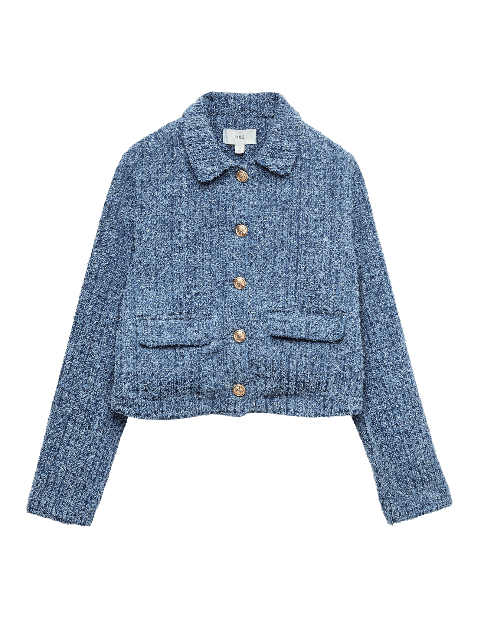 Denim Textured Cropped Jacket - image 3