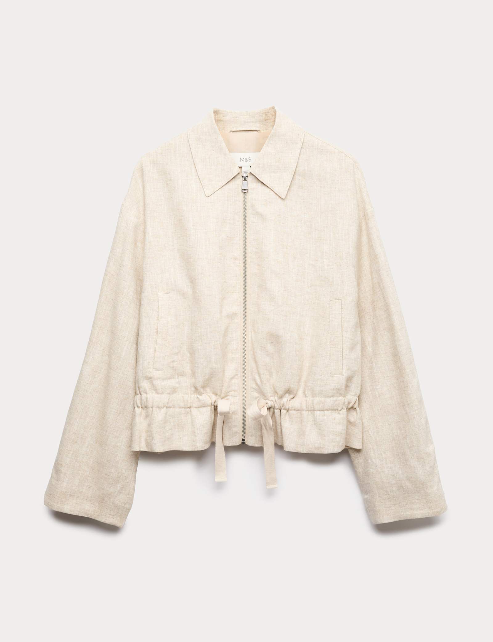 Linen Blend Lightweight Harrington Jacket - image 1
