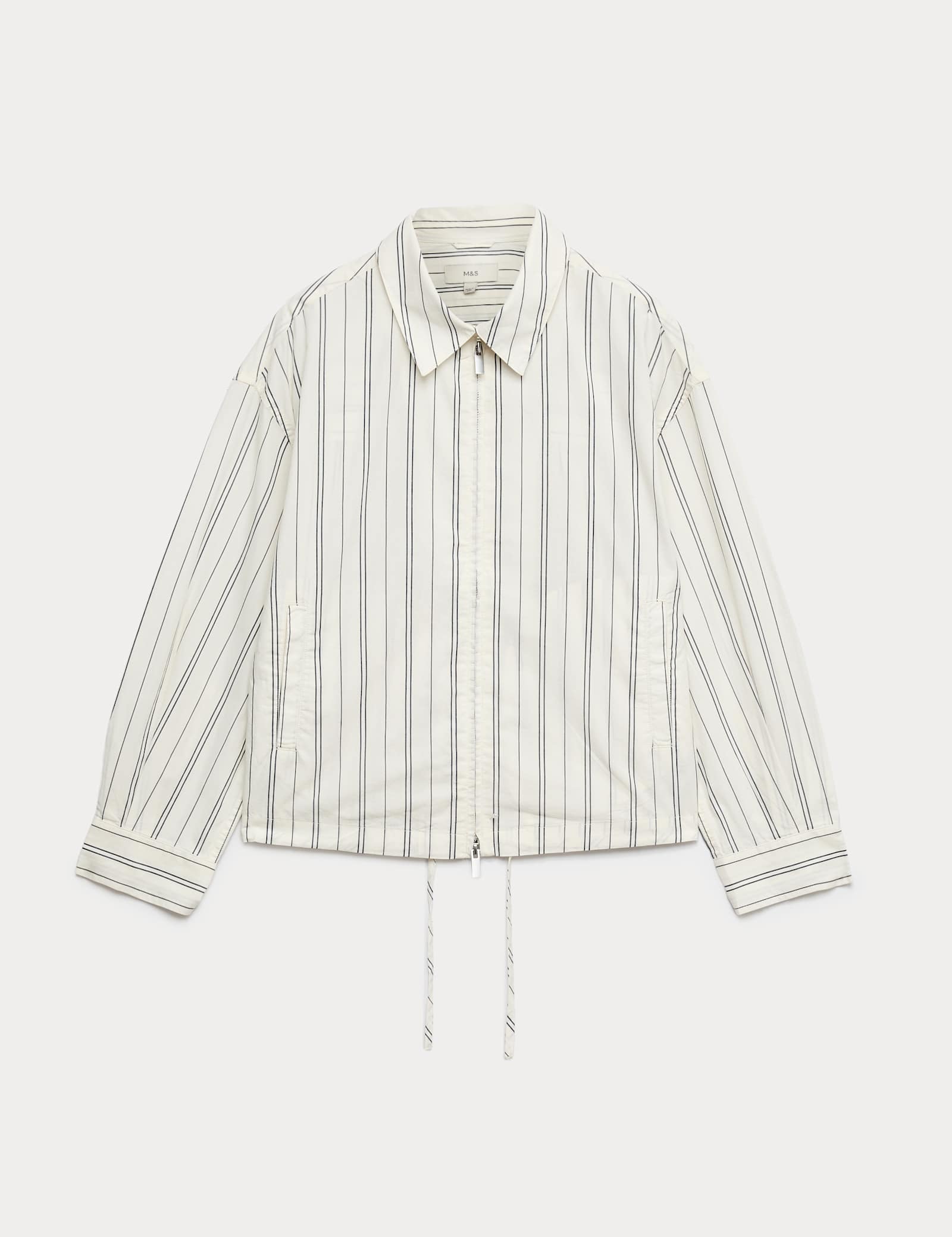 Pure Cotton Striped Zip Through Shirt Jacket - image 1