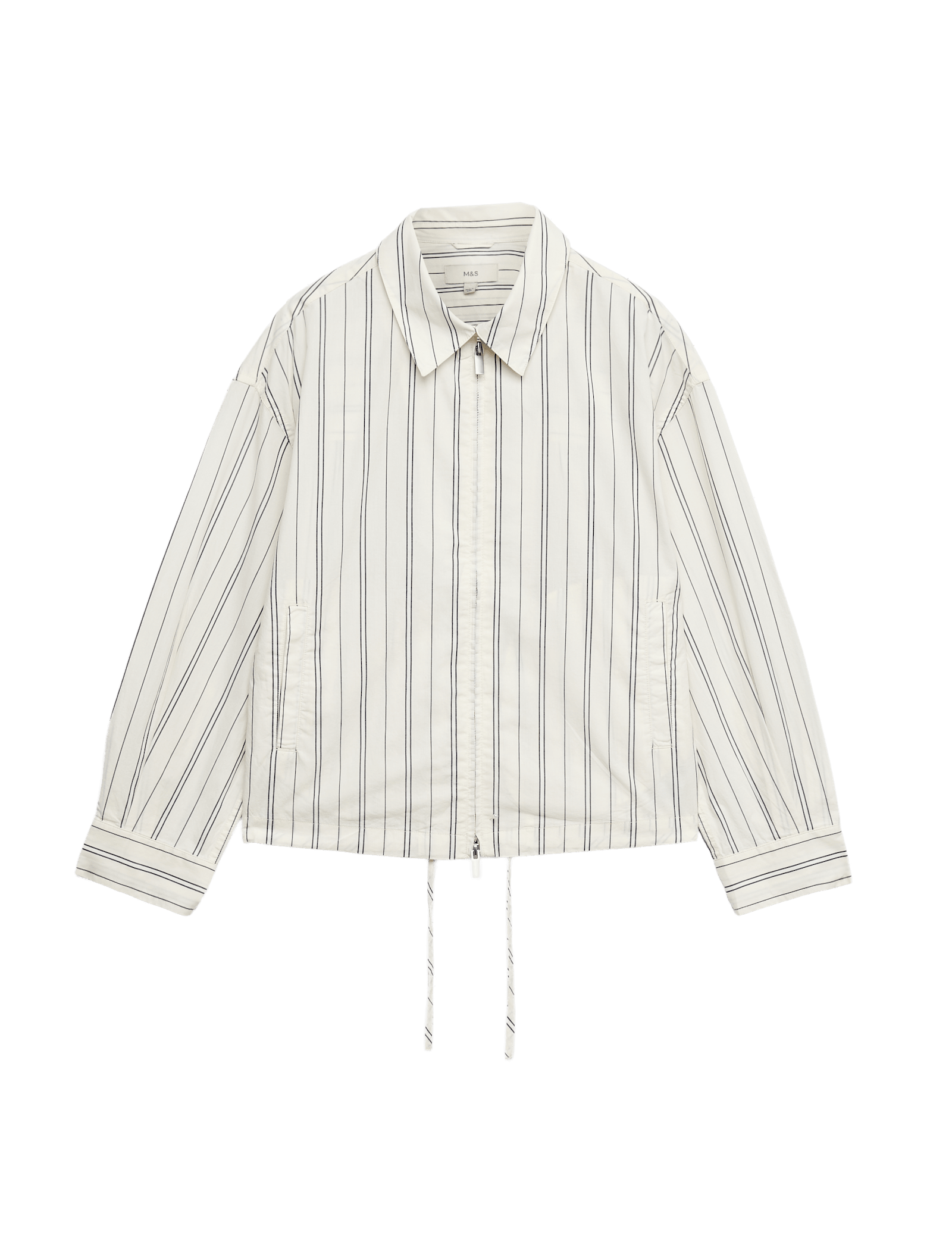 Pure Cotton Striped Zip Through Shirt Jacket - image 3