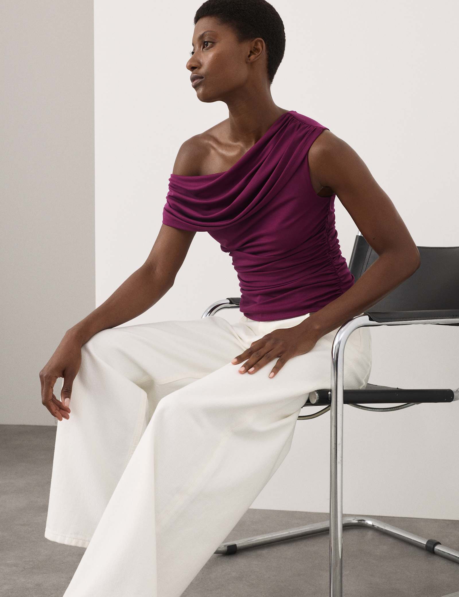 Lyocell Rich Draped Bardot Top - image 2