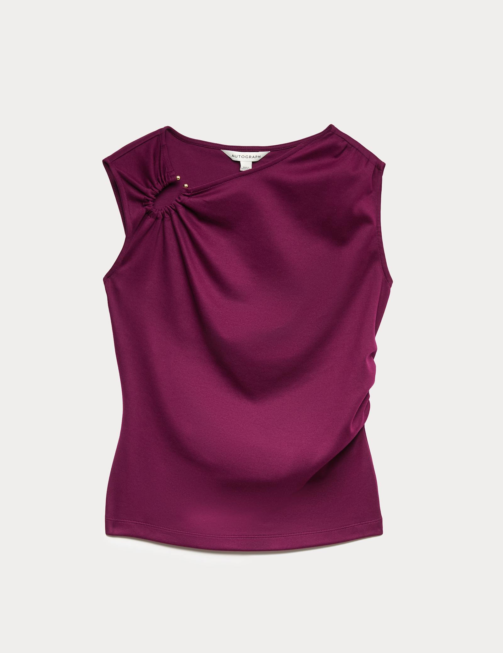 Cotton Rich Ruched Hardware Detail Top - image 1