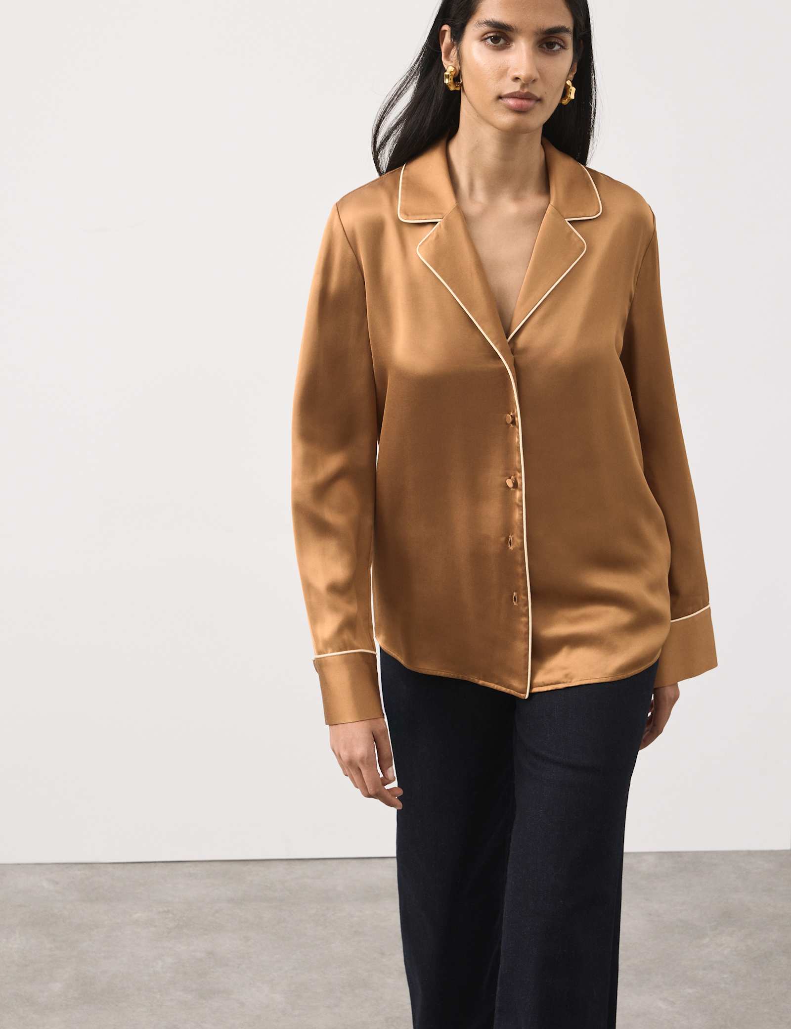Modal Blend Revere Collared Shirt - image 5