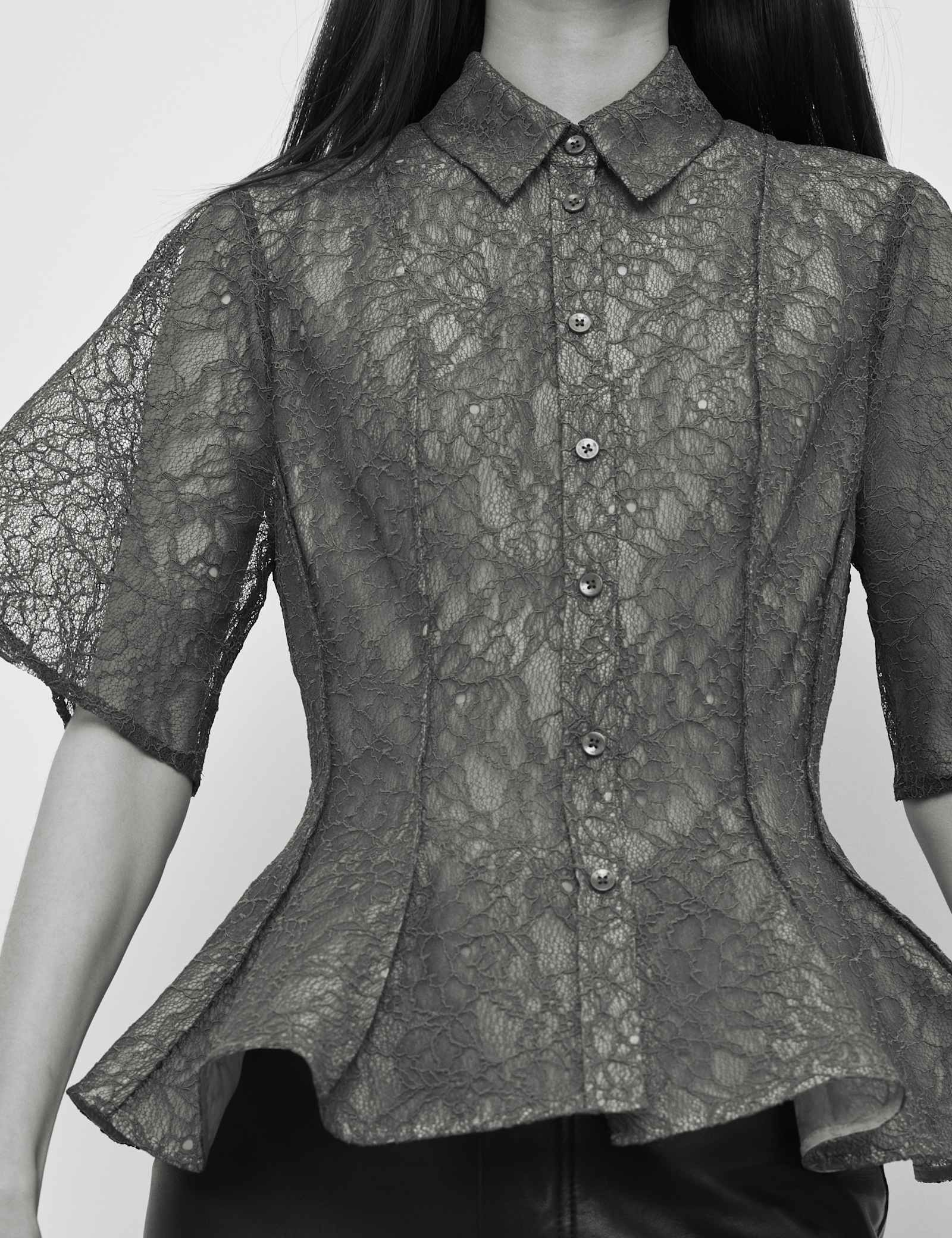 Lace Collared Waisted Shirt - image 4