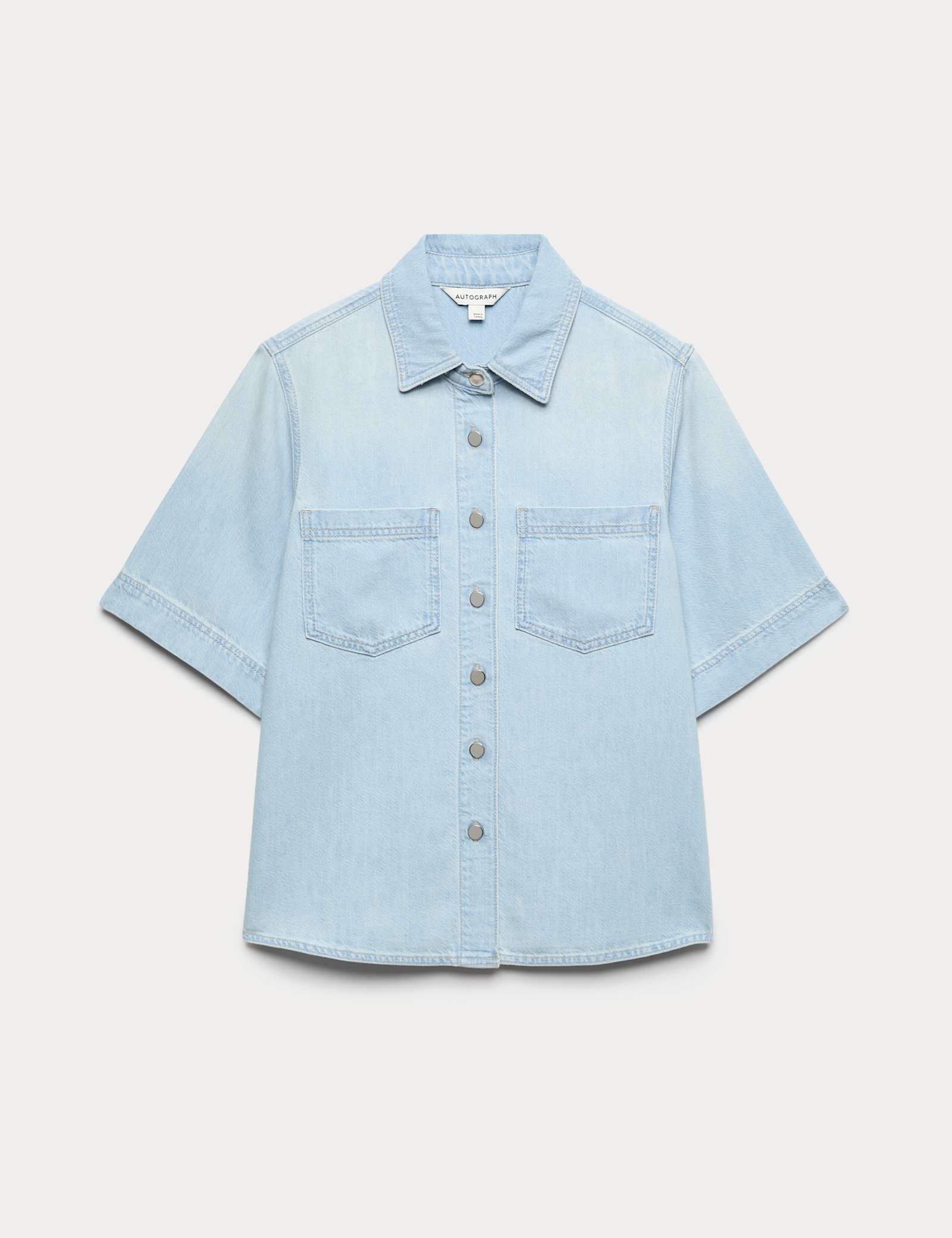 Denim Collared Relaxed Shirt - image 1
