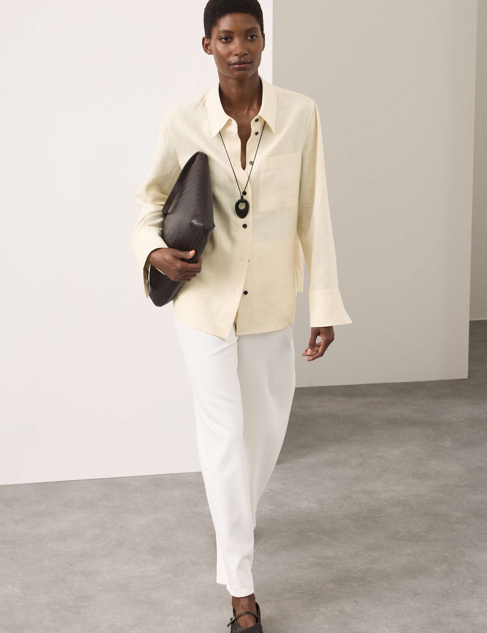 Pure Linen Contrast Button Shirt - image 2